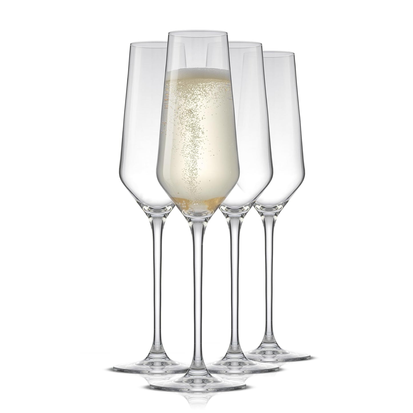 JoyJolt Champagne Flutes – Layla Collection Crystal Champagne Glasses Set of 4 – 6.7 Ounce Capacity – Ideal for Home Bar, Special Occasions