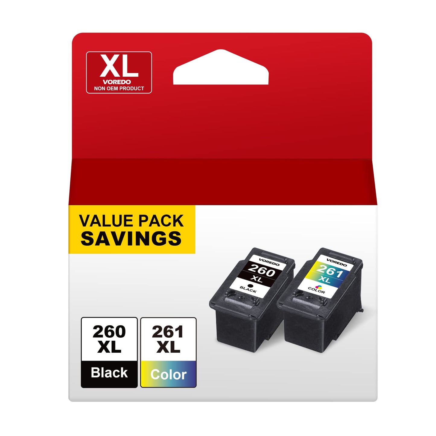 VOREDO 260XL and 261XL Ink Cartridges PG-260 XL CL-261 XL 260 261 Ink High Yield for TS4600 TS6420 TS6420a TR7020 TR7020a TS5320 Printer (1 Black, 1 Tri-Color)