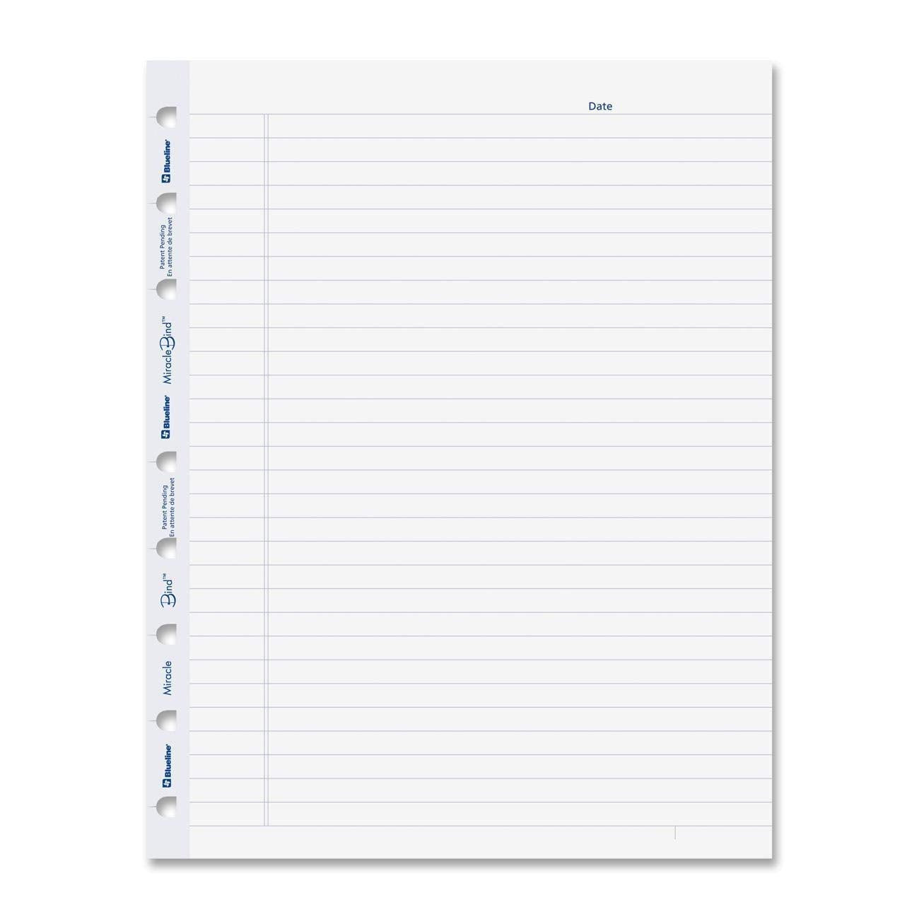 Blueline MiracleBind Notebook Refill Sheets 50 Sheets 9.25x7.25-Inch - 3 Notebooks (White, Ruled)