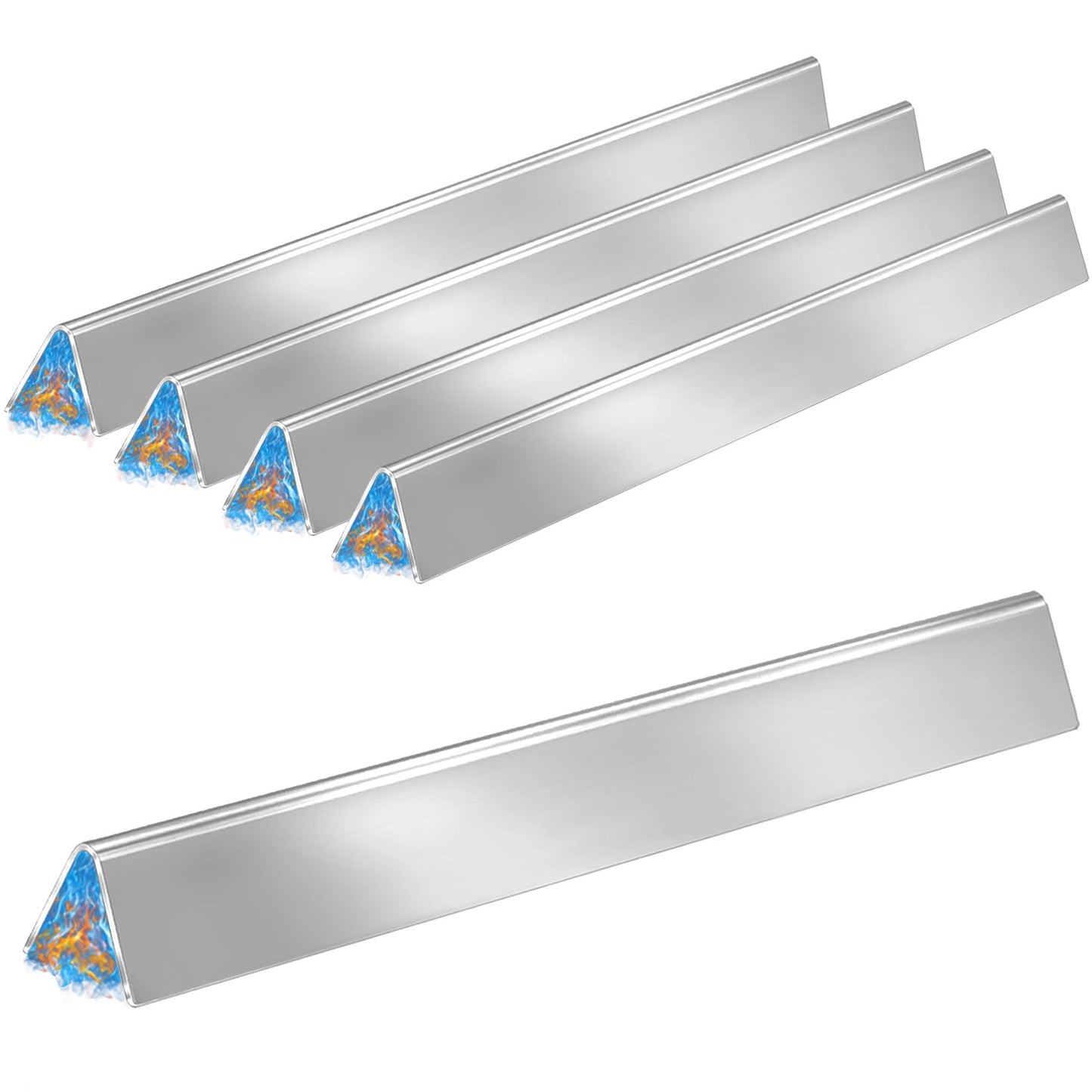 GasSaf 24.5 inch Flavorizer Bar Replacement for Weber 7539, 7540, Genesis 300 Series E-310, E-320, S-310, S-320, EP/CEP 310 & 320 (with Side Mounted Control Panels), 5-Pcs Stainless Steel Flavor Bar