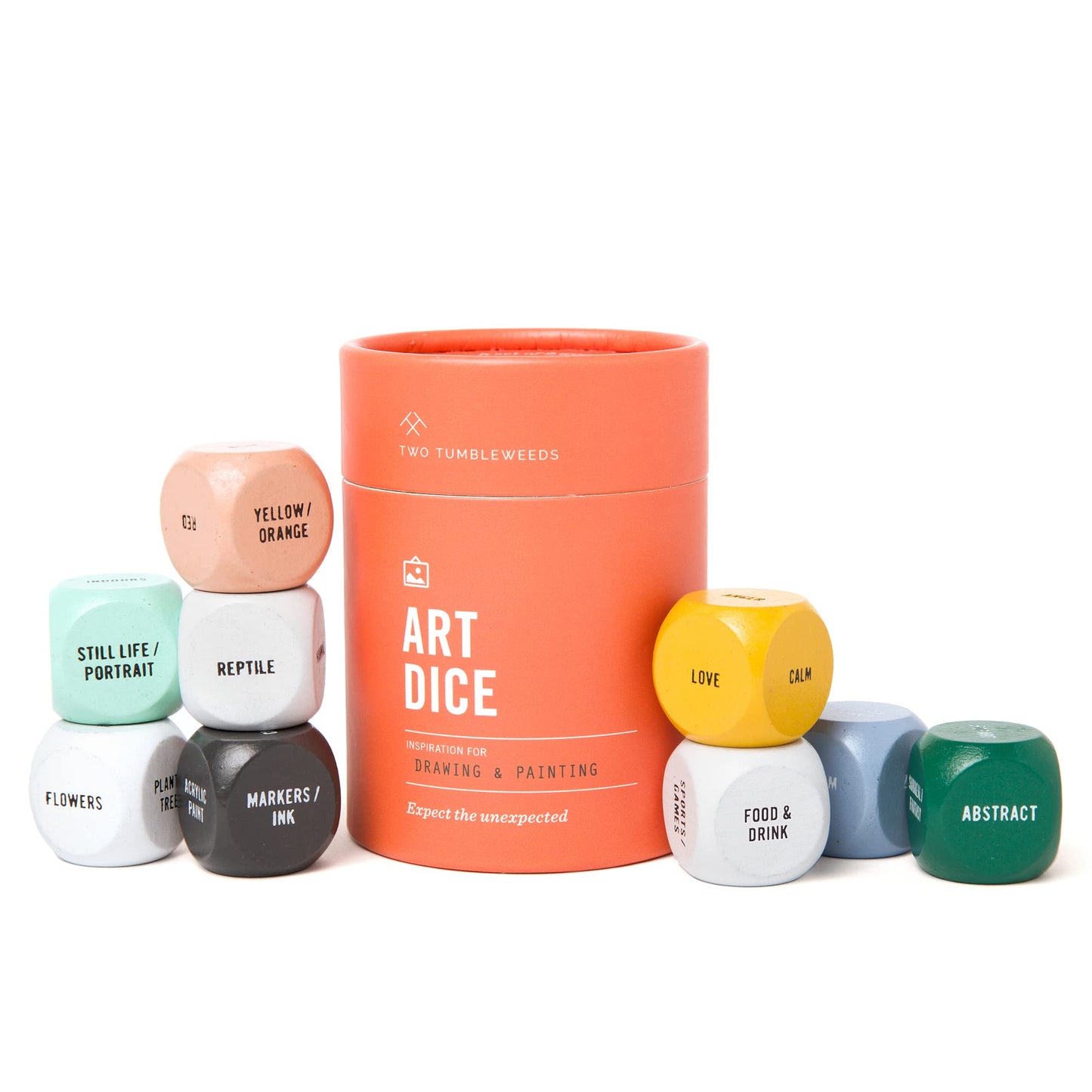 Two Tumbleweeds Art Dice - Drawing & Painting Game for Adults, Artists & Teachers - Set of 9 Dice for Creative Inspiration - Drawing Prompts for Studio and Classroom - Gift for Artist - 1+ Players