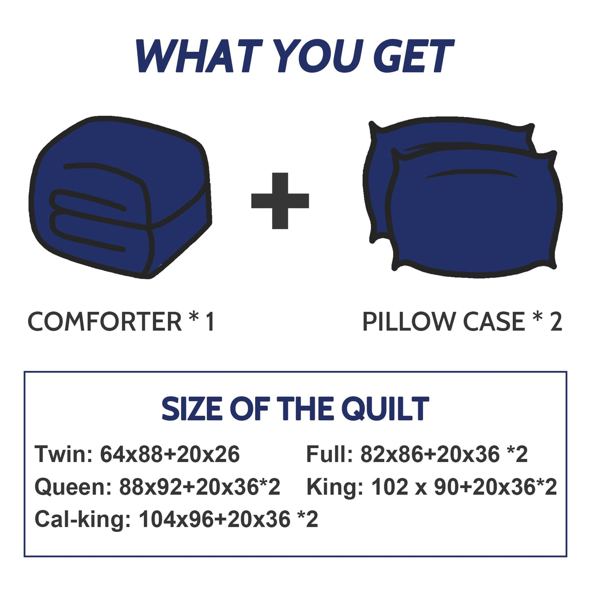 Decroom Lightweight Full Comforter Set with 2 Pillow Sham - 3 Pieces Set - Quilted Down Alternative Comforter/Duvet Insert for All Season - Blue/Grey - Full Size