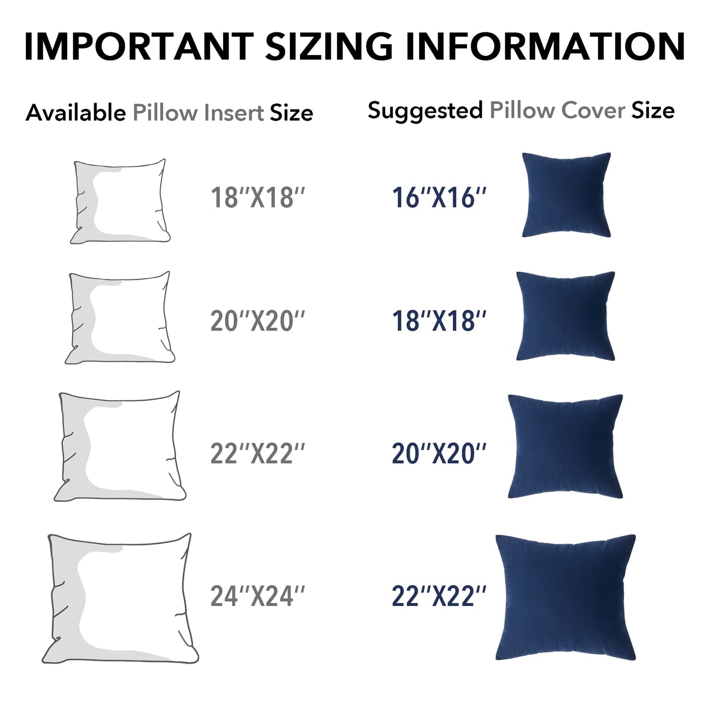 Oubonun 20 x 20 Throw Pillow Inserts, Firm and Fluffy Decorative Square Pillows for Couch Bed Sofa with Soft Cotton Cover White Cushion with Down Alternative Pack of 2