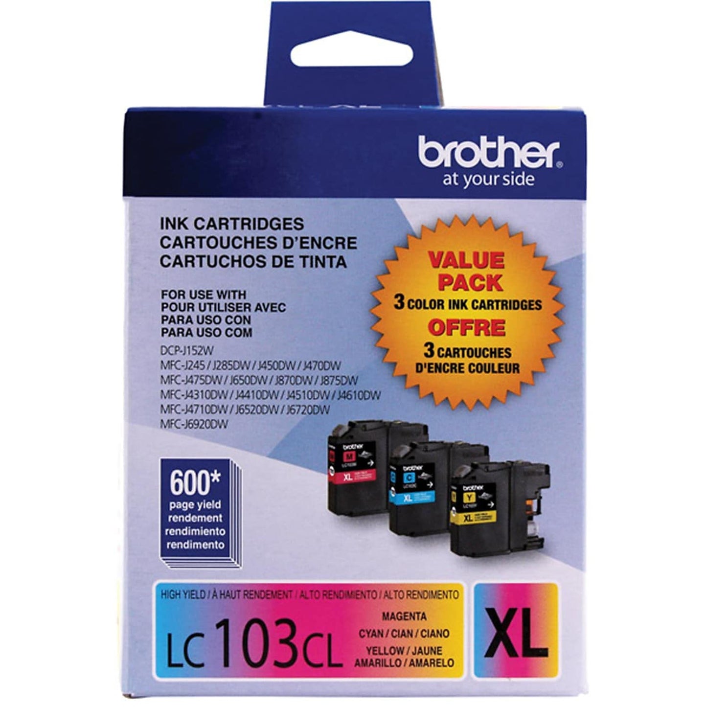 Brother LC1033PKS High Yield Ink Cartridge - Colour 3pks (CyanMagentaYellow)