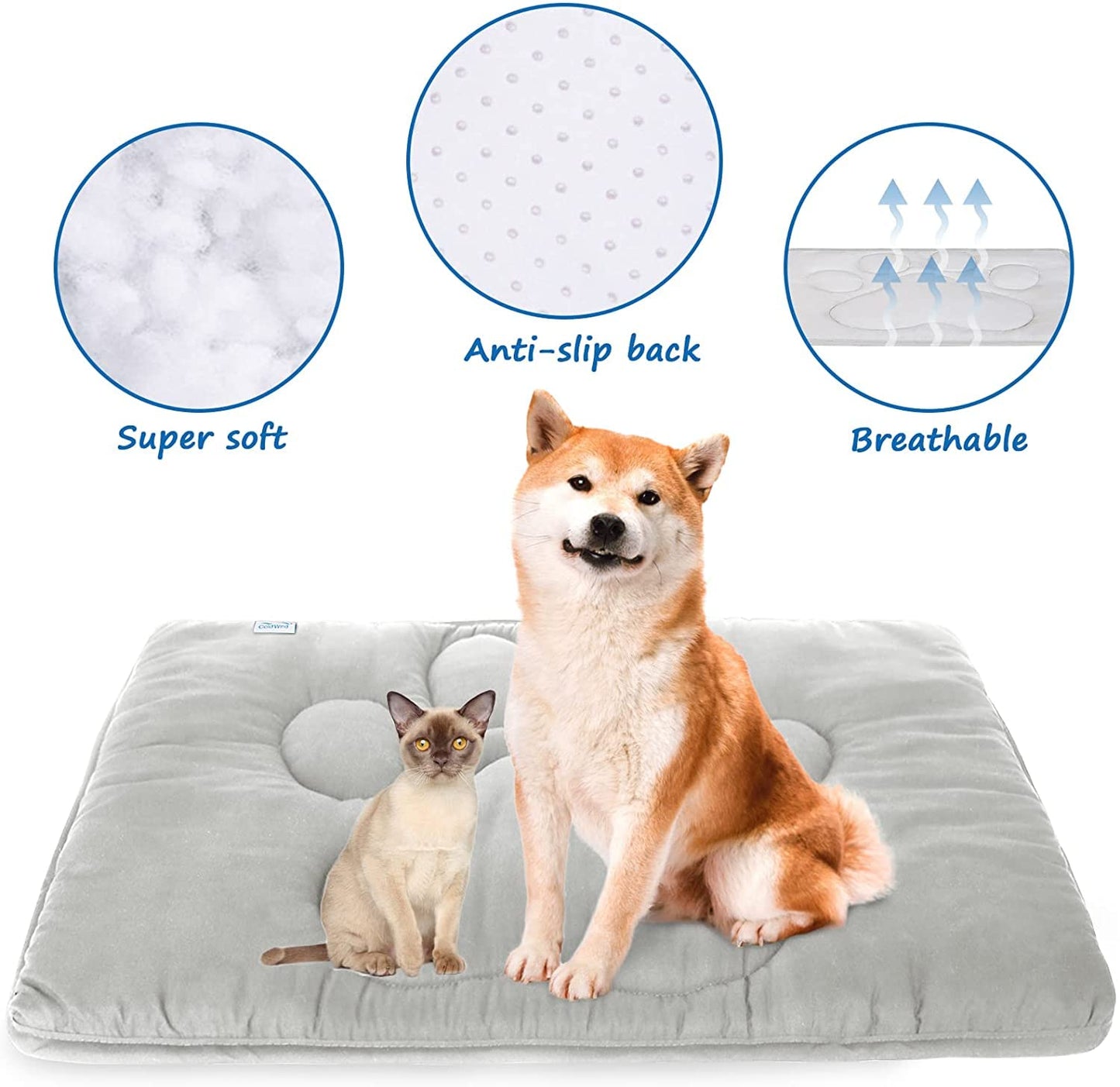 Dog Crate Mat 24/30/36/42/48 Inch, Warm & Soft Dog Bed Mat with Anti-Slip Bottom, Dark Colored to Hide Stains, Dog Kennel Pad for Sleeping, Washable Pet Mattress
