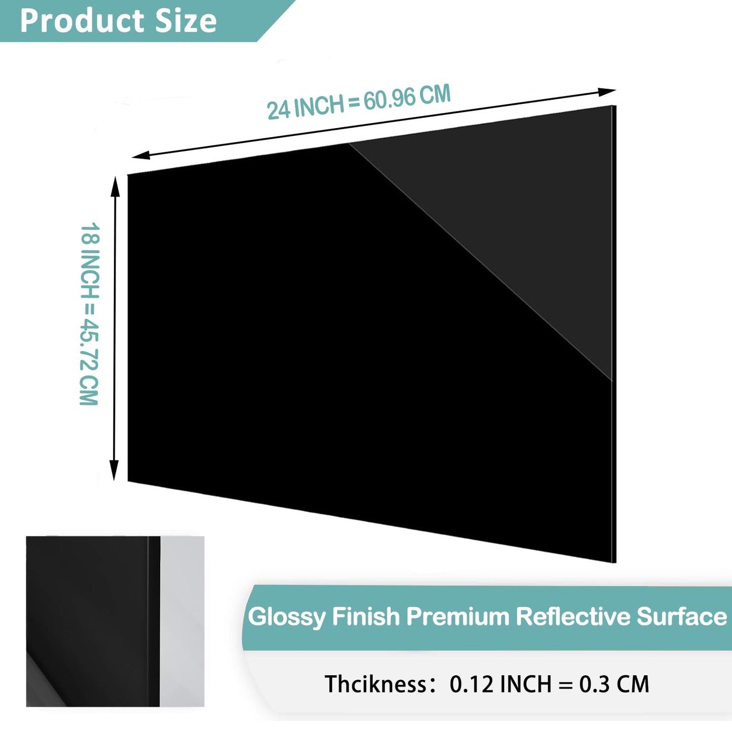 2 Pcs 18" x 24" Black Cast Acrylic Sheets,1/8" Thick (Around 3mm) Acrylic Panel,Long Black Plexi Glass Sheets with Protective Film for Glass Replacement Craft Project Display DIY Photo Frame