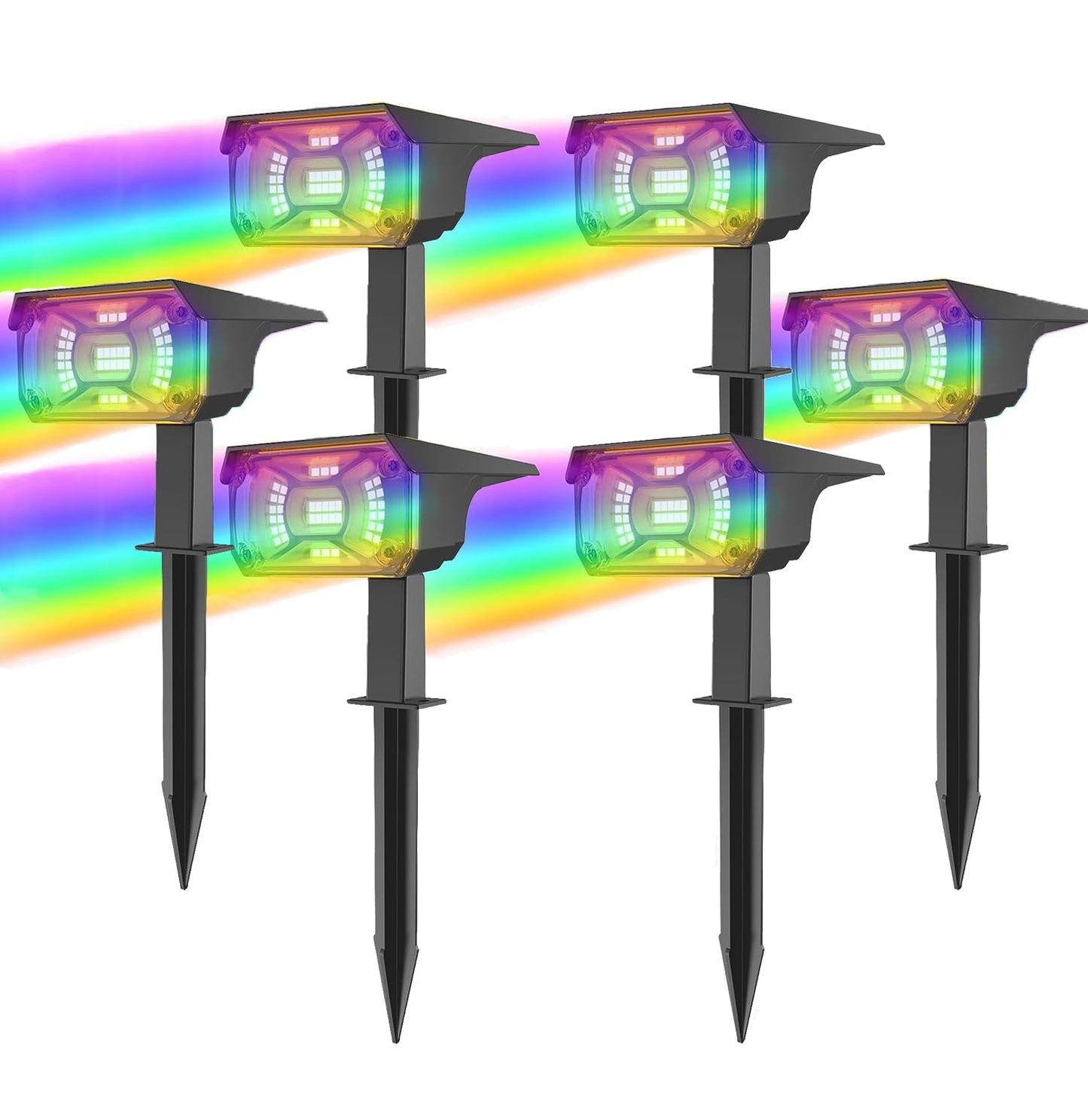 Xmart Solar Garden Lights Outdoor Waterproof IP68 RGB Color Changing 7 Lighting Modes Solar Landscape Spotlight Powered Yard Spot Driveway Auto ON/Off Solar Light for Christmas Outside Walkway(6 Pack)