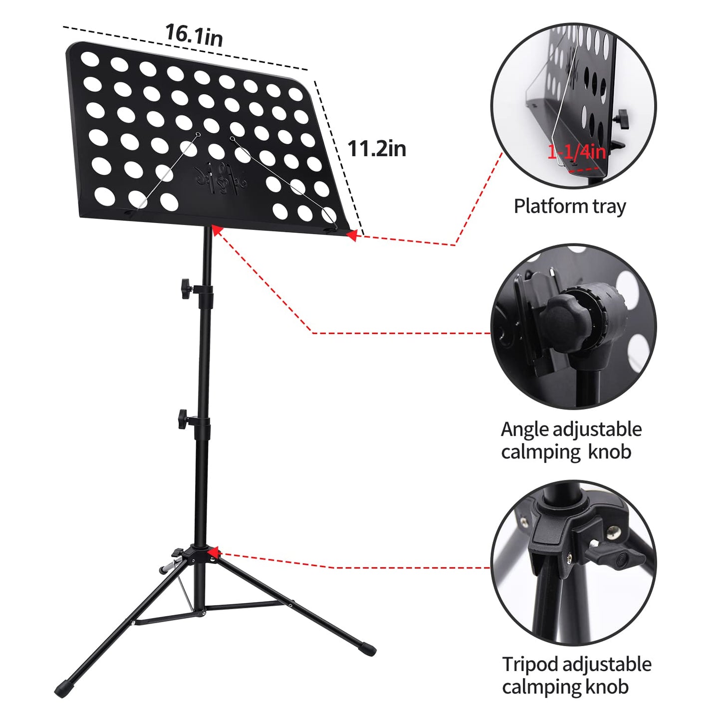 Sheet Music Stand, 3 Pack Adjustable Music Stand with Carrying Bag, Professional Music Book Holder Music Sheet Clip Holder for Guitar, Ukulele, Violin Players(Standard Version, 3 Pack)