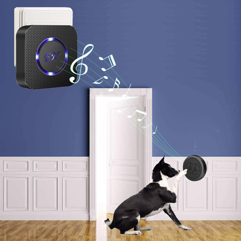 Dog Door Bell Doggie Doorbell for Potty Training with Wireless Waterproof Touch Button Transmitter and Receiver (1 Receiver + 4 Transmitter)