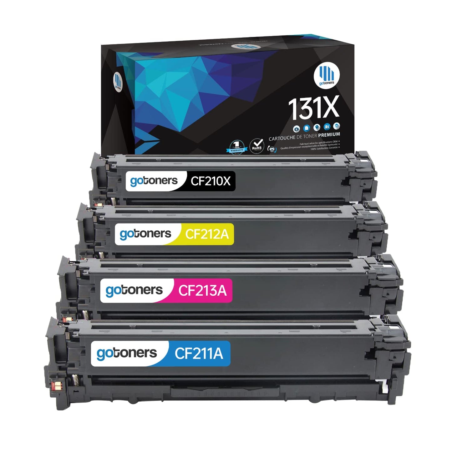 Gotoners 4PK CF210X CF211A CF212A CF213A Toner Replacement HP 131X 131A CF210A for HP LaserJet Pro 200 Color MFP M276nw M251nw M251n M276n