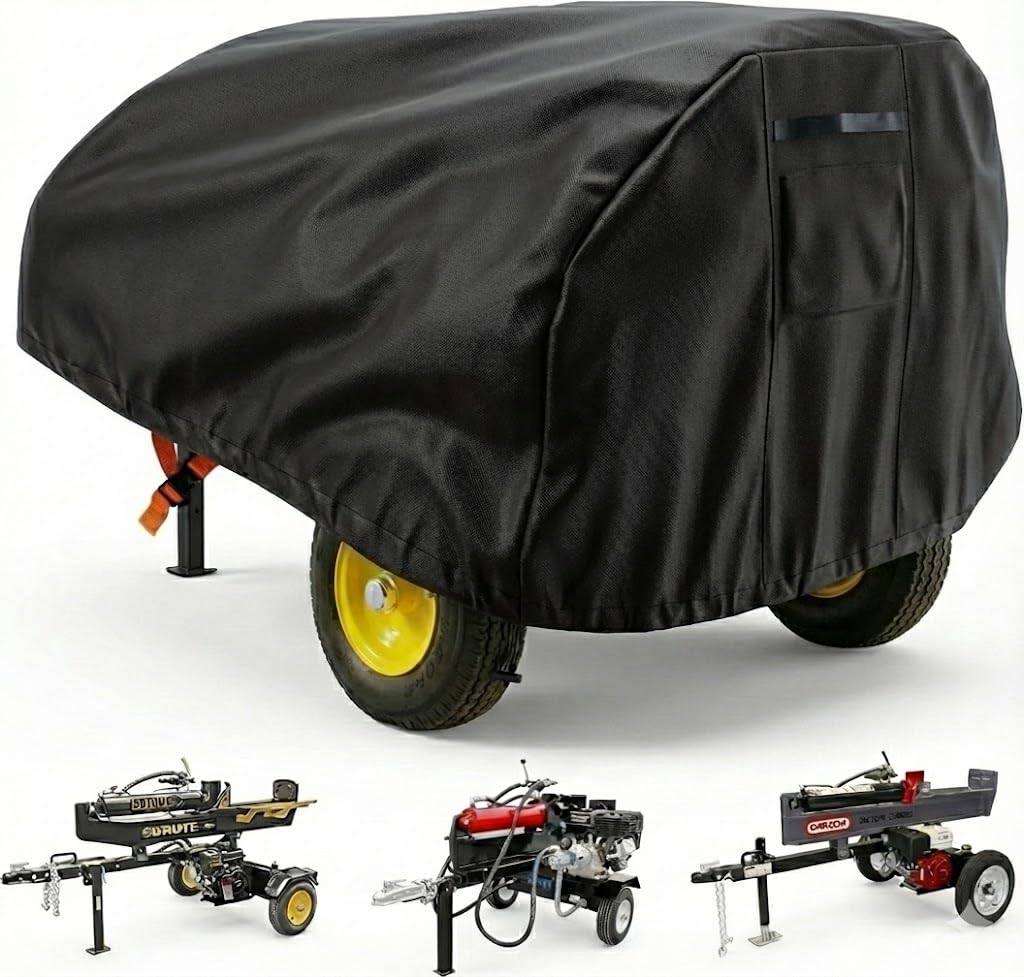 Heavy Duty Log Splitter Cover, Waterproof Oxford Cloth, for 15-45 Ton Gas or Electric Log Splitters, 94" x 49" x 41", Weather Resistant Storage Cover, Easy to Clean, Black