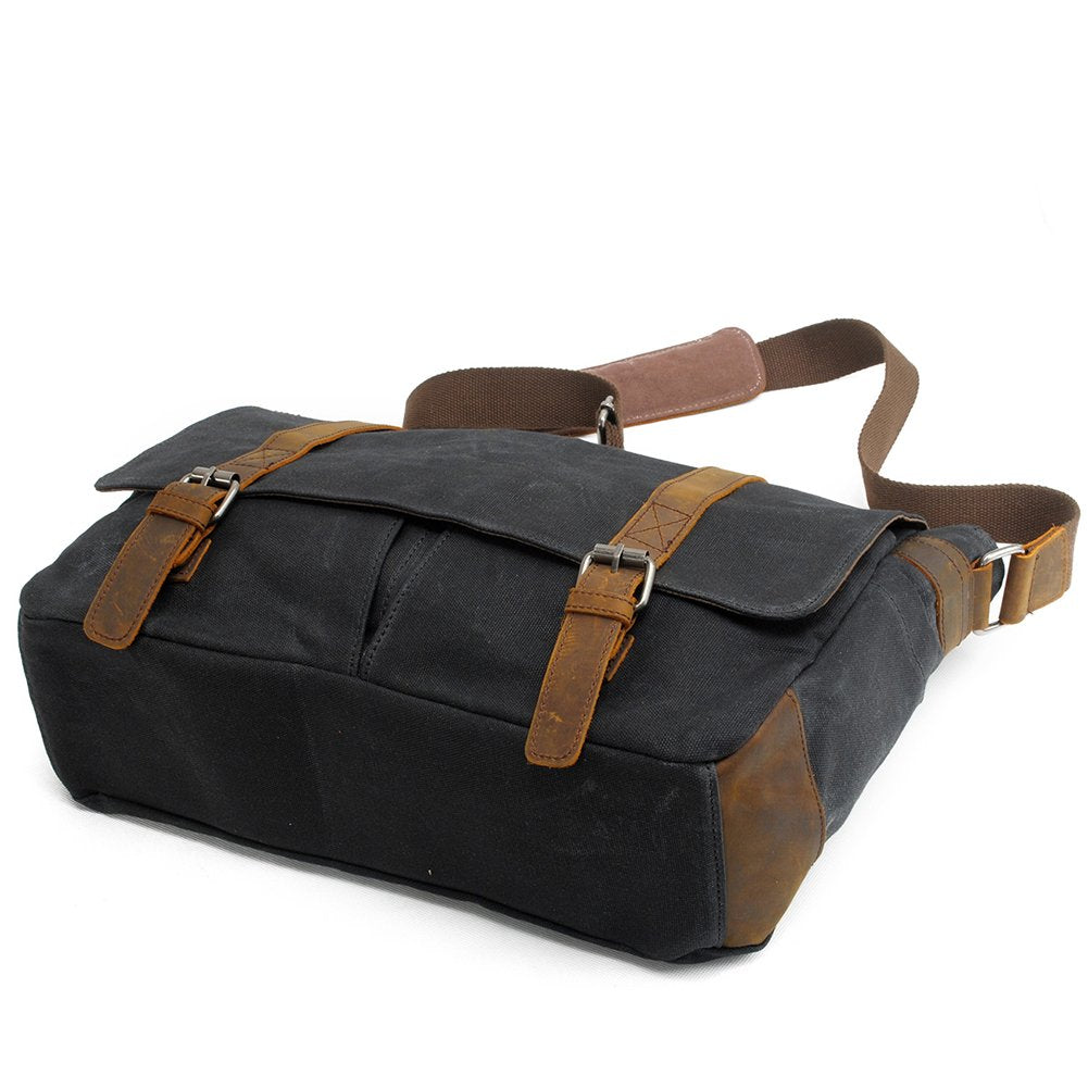 Waterproof Waxed Canvas 15" Macbook pro/ 14'' Laptop Messenger Bag Men Business Vintage shoulder bag/Briefcase