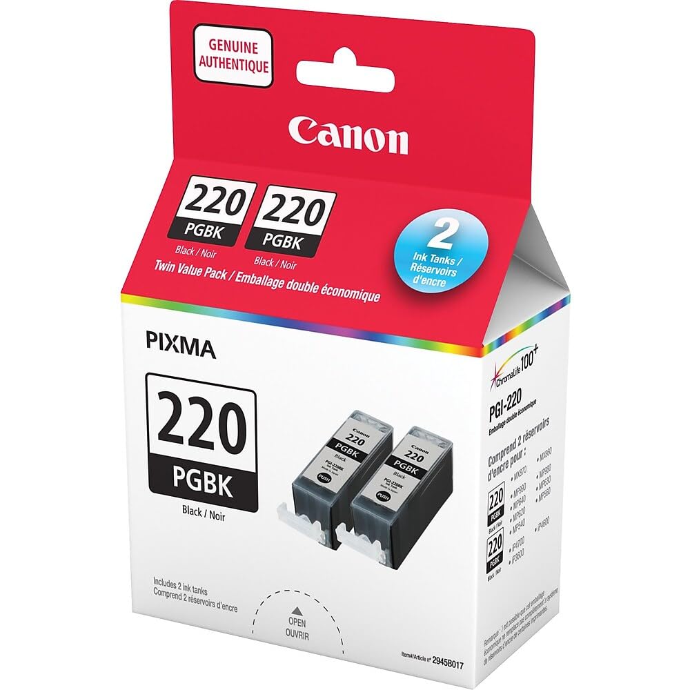 Canon Genuine PGI-220 Black Twin Ink Value Pack