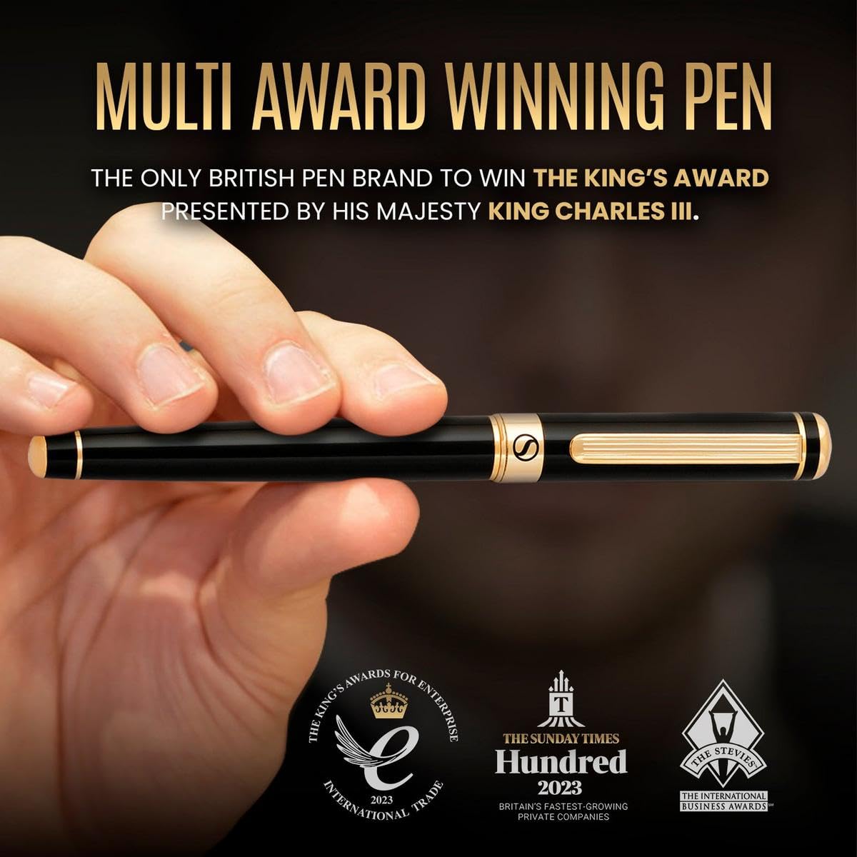 Scriveiner Black Lacquer Rollerball Pen - Stunning Luxury Pen, Real Gold Plating, Schmidt Ink Refill, Best Roller Ball Pen Gift Set for Men & Women, Professional, Executive Office, Nice Pens