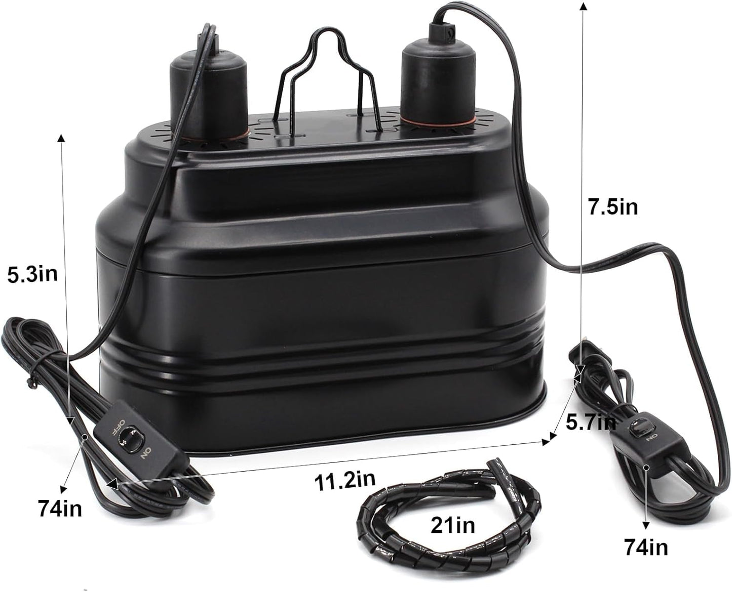 PTSCBS Max 160W Dual Reptile Heat Lamp Fixture with Separate Switches, Double Dome UVB Light Fixture for Reptile Terrarium and Tortoise Habitat