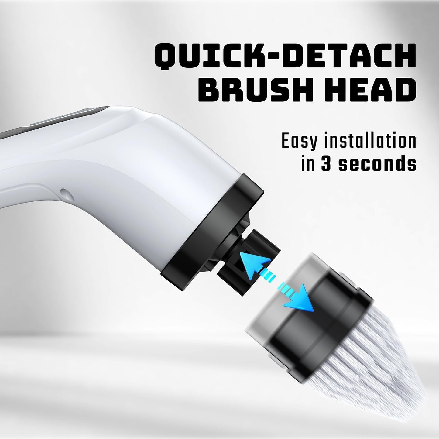 Electric Spin Scrubber for Bathroom: Shower Scrubber with Long Handle, Dual Speed Cordless Power Cleaning Scrub, 7 Brush Heads, IPX7 Waterproof Heavy Duty Cleaner Tools for Tub Tile Grout Wall(White)
