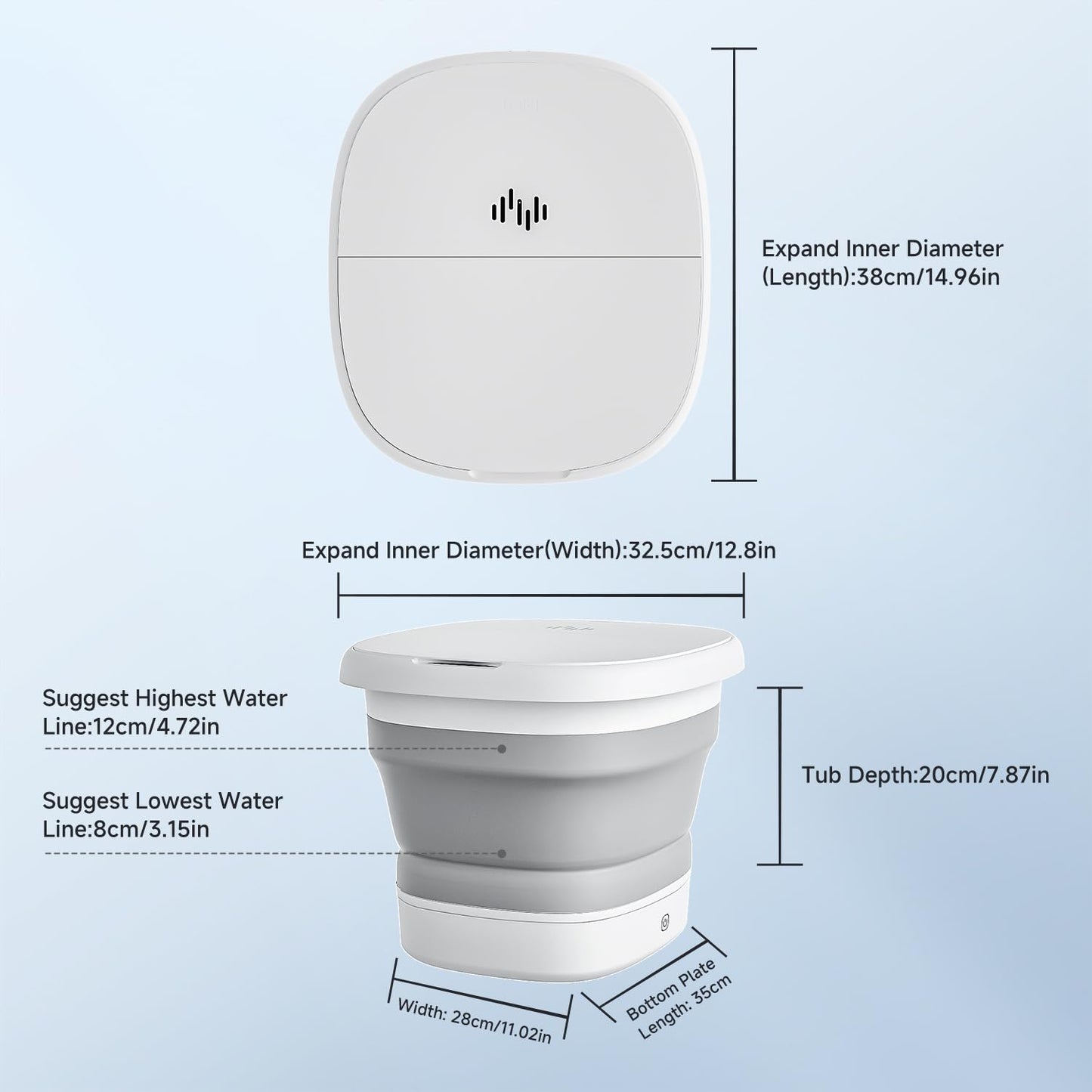 Collapsible Foot Spa Massage with Water and Electricity Separation System,Foot Bath with Three Level Temperature Control,Bubble,Remote,Red Light,Timer,and Four Set Electric Massage Balls