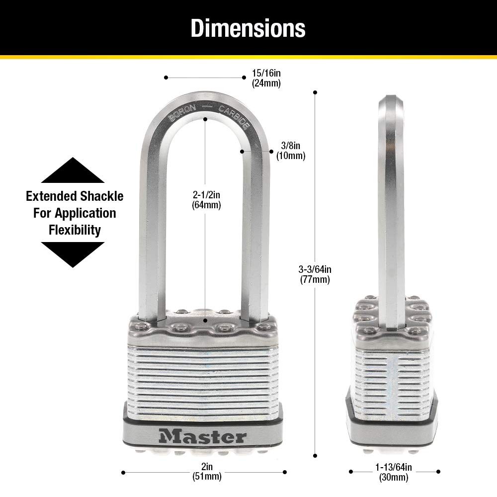 Master Lock Magnum Heavy Duty Outdoor Padlock with Key, 2 Pack Keyed-Alike, M5XTLJ