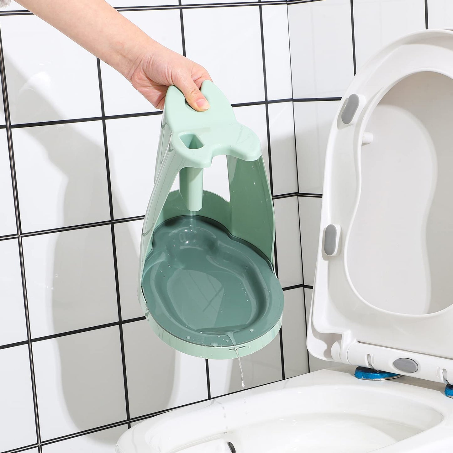 Cq acrylic Toilet Plunger and Brush for Bathroom Cleaning, Green, 1 Pack