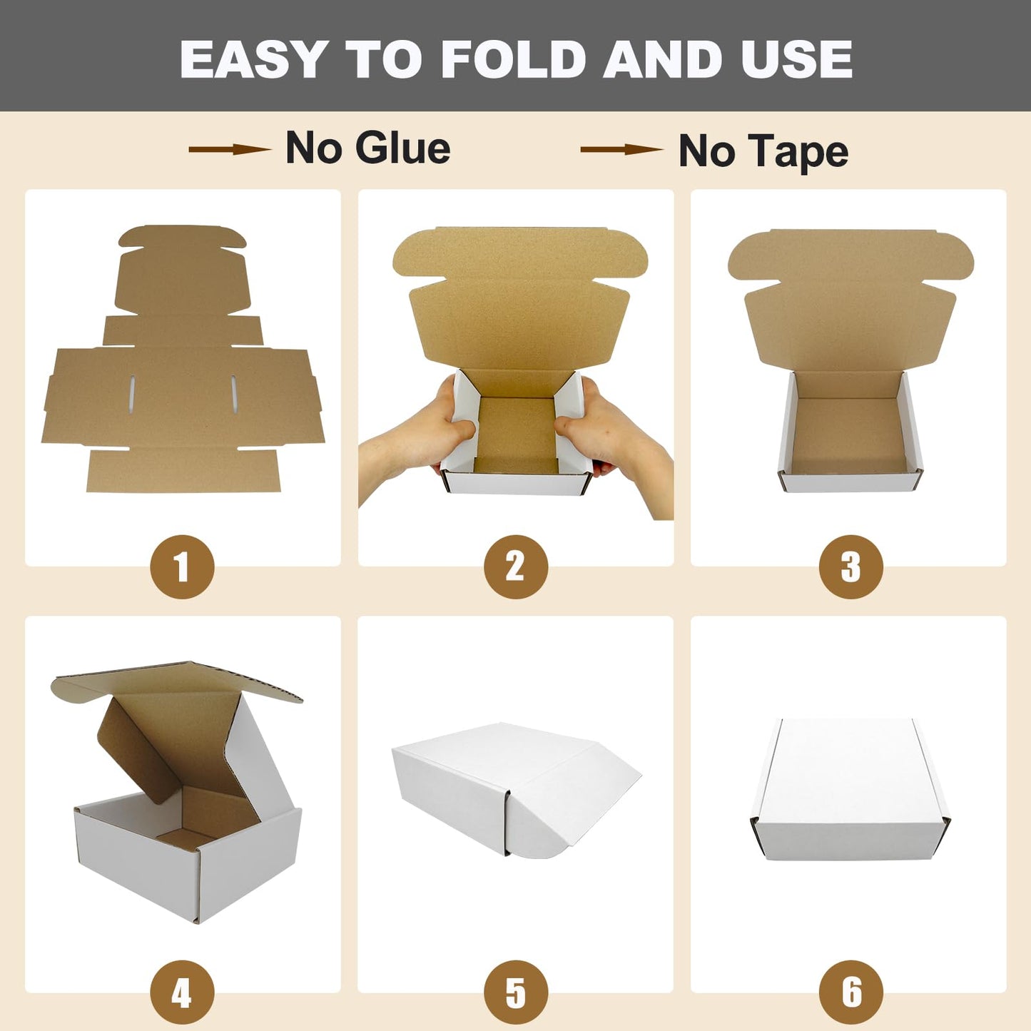 13x11x2" Shipping Box, White Mailer Boxes Flat Corrugated Cardboard Mailers for Business Packaging Mailing, 25 Pack