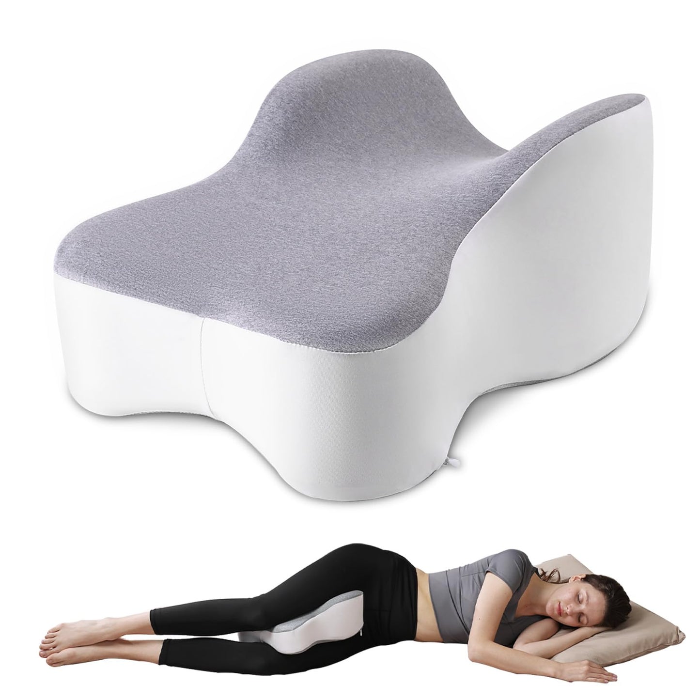 Knee & Leg Pillow for Side Sleepers - Cooling Longer Memory Foam Leg Pillow for Side Sleeping, Support Between Legs, Soothing and Relief for Hip, Sciatica, Back, Knees Spine & Joints Pain