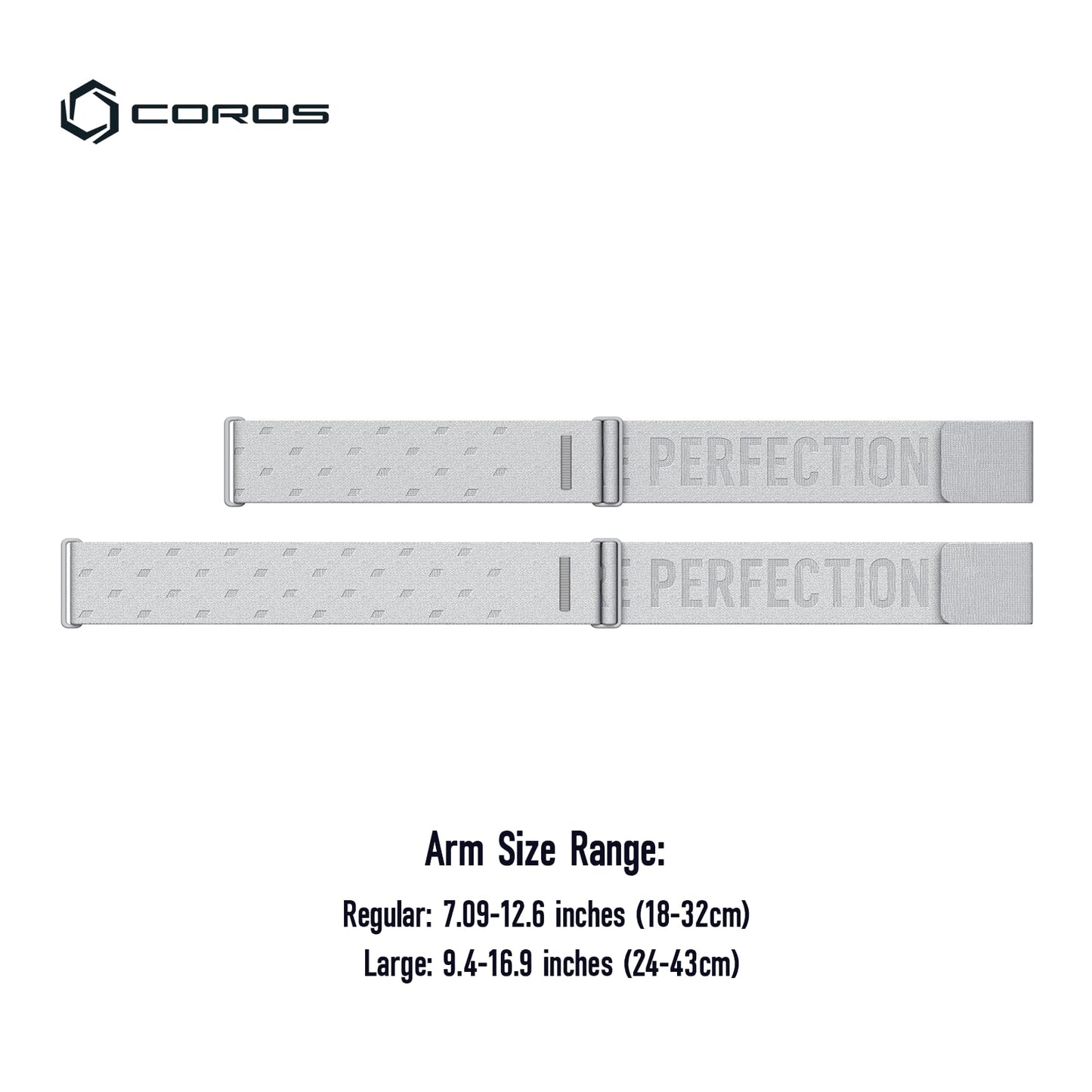 COROS Heart Rate Monitor, Comfort, Easy to wear, Auto-wear Detection, Advanced Sensor, Precise Data, Bluetooth, 38 Hours Battery Life, Compatible with up to 3 Connections (Gray, Large)