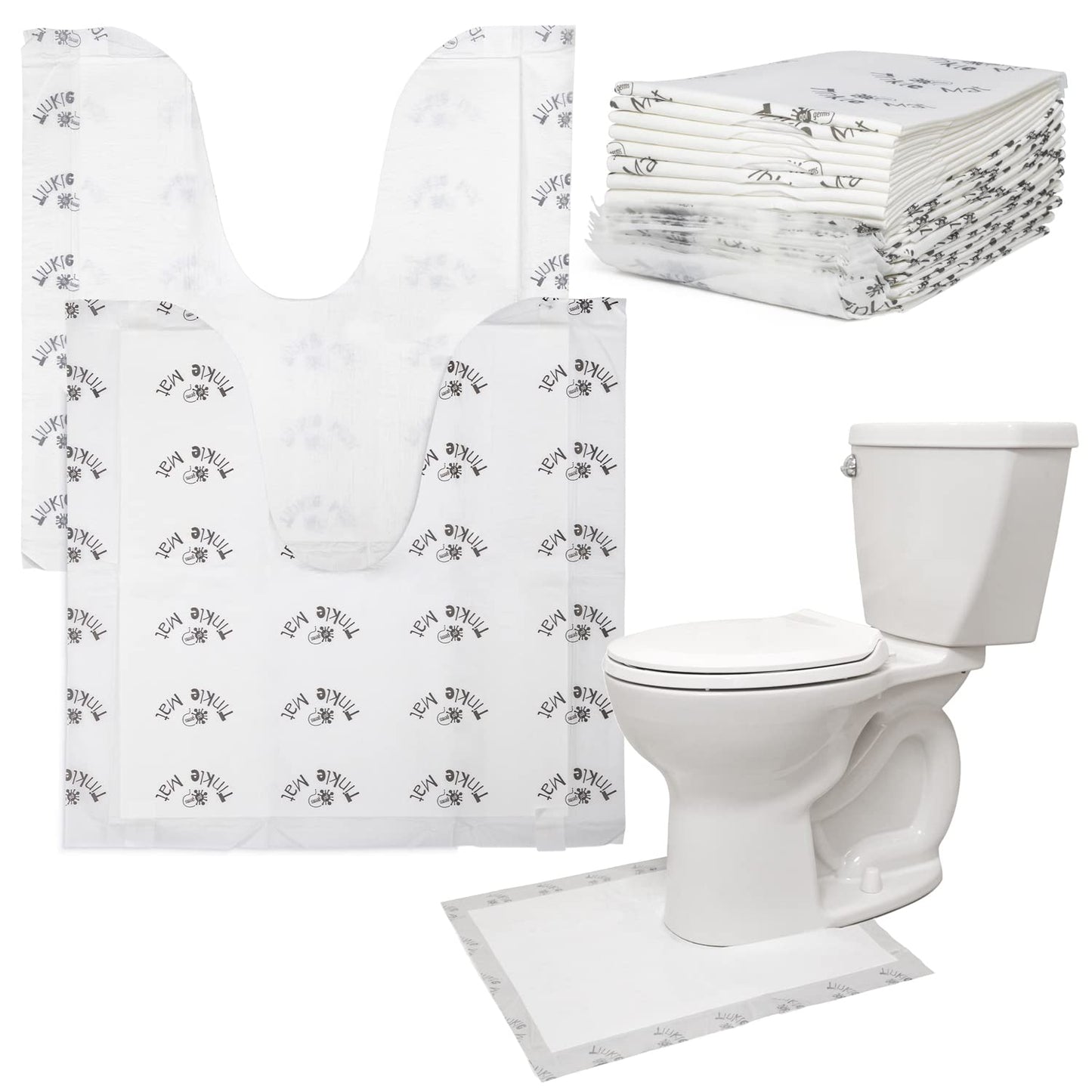 Tinkle Mat Disposable Toilet Commode Mat - 24 x 24 Inches, 20 Pack, Unscented