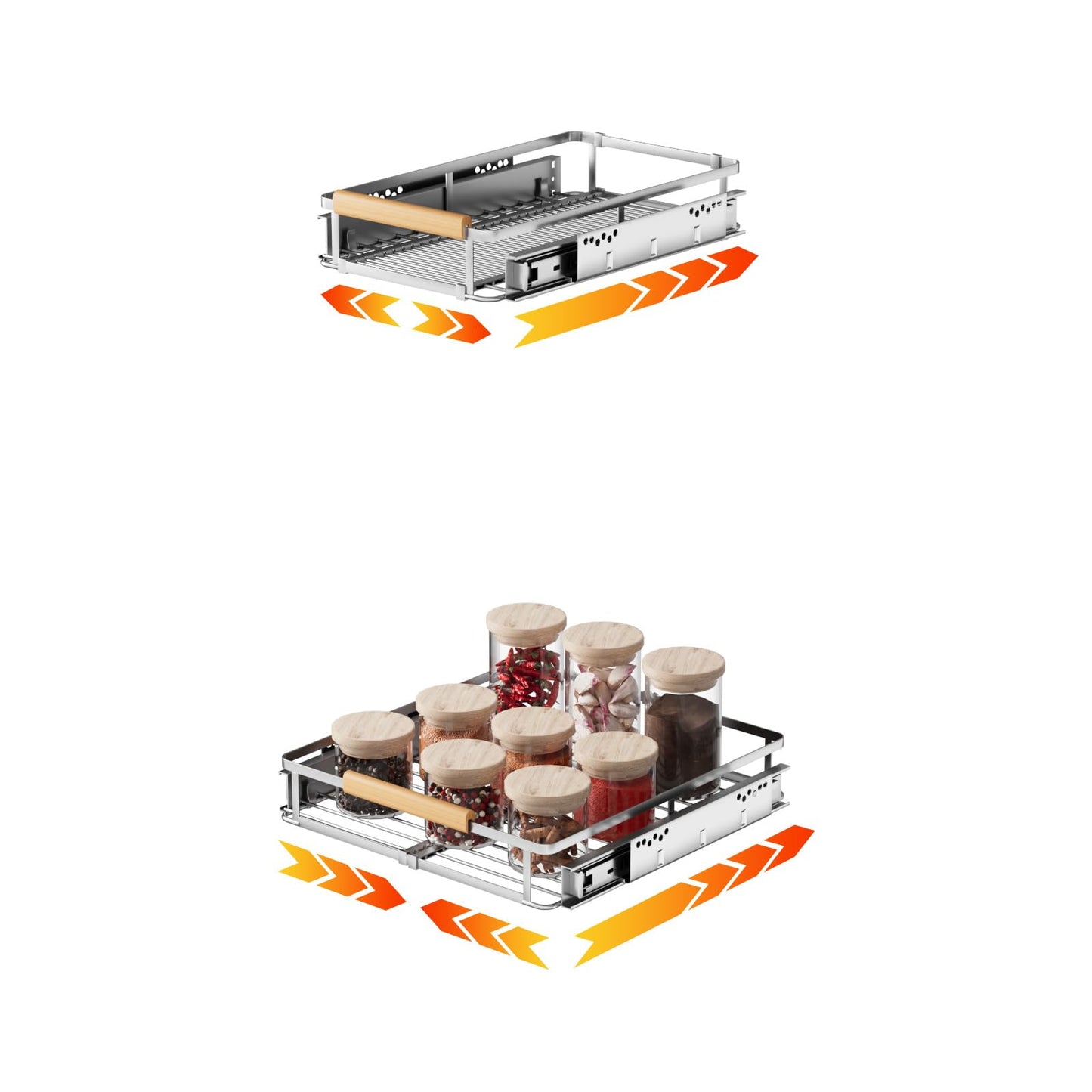 taiheis Side Mount Pull Out Cabinet Organizer,Expandable Pull Out Drawers for Kitchen Cabinets,(11.8~18'' W x 17.3'')2Pcs Slide Out Drawers