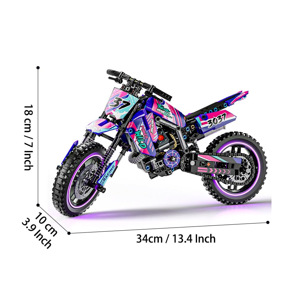 Mesiondy Pink Motorcycle Toy Building Blocks Set,Stem Bricks Sets,Toys Build A Model Motorcycle, (476 Pieces) for Boys Girls & Adults Kids Boys Ages 6 7 8 9 10 11 12+ (red)