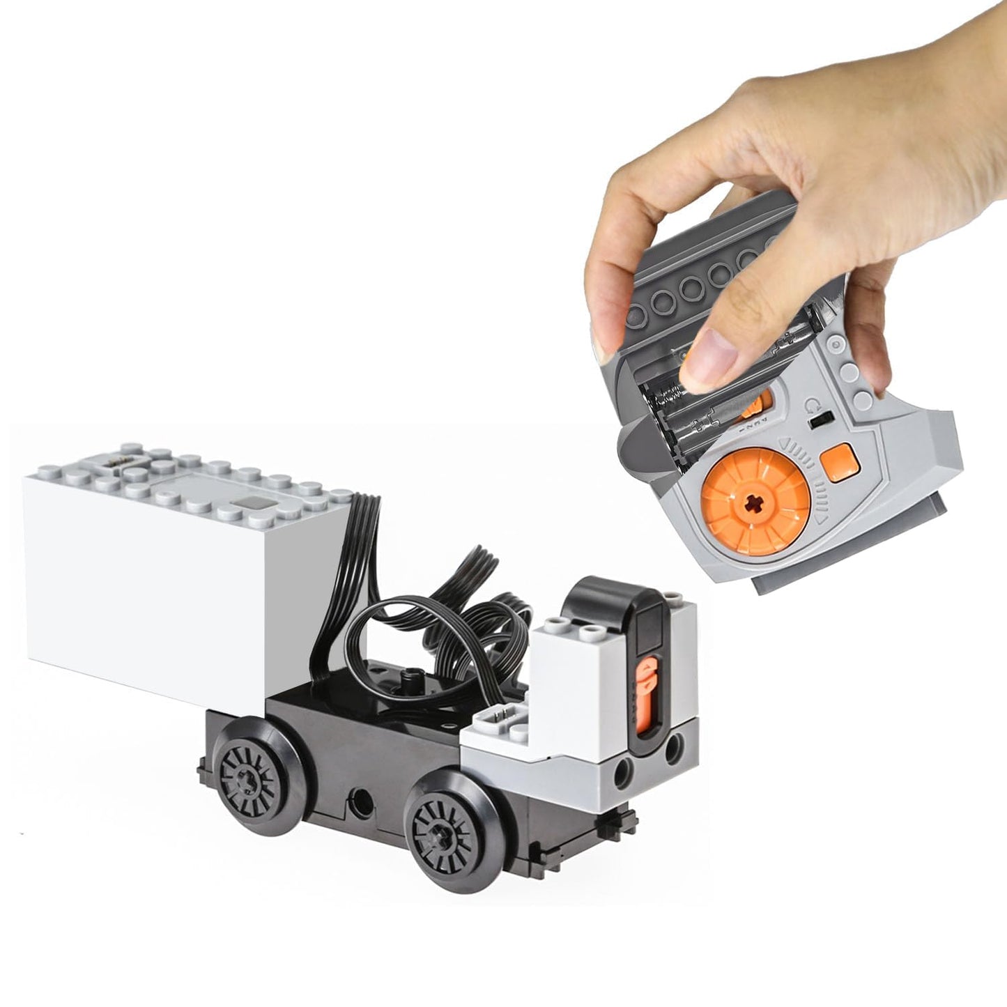 BrickBounty 4-in-1 Train Motor Set Remote Control Kit Technical Parts, MOC Control Function Power Functions for STEM Assembled Building Block