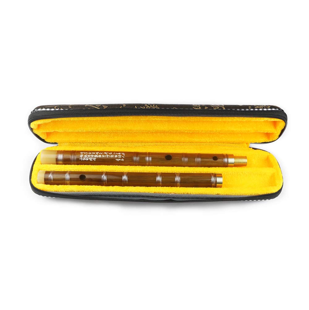 D Key Dizi Bitter Bamboo Flute for Beginners with Free Membrane & Glue & Protector Set Traditional Chinese Instrument(Key of D/Bitter Bamboo)