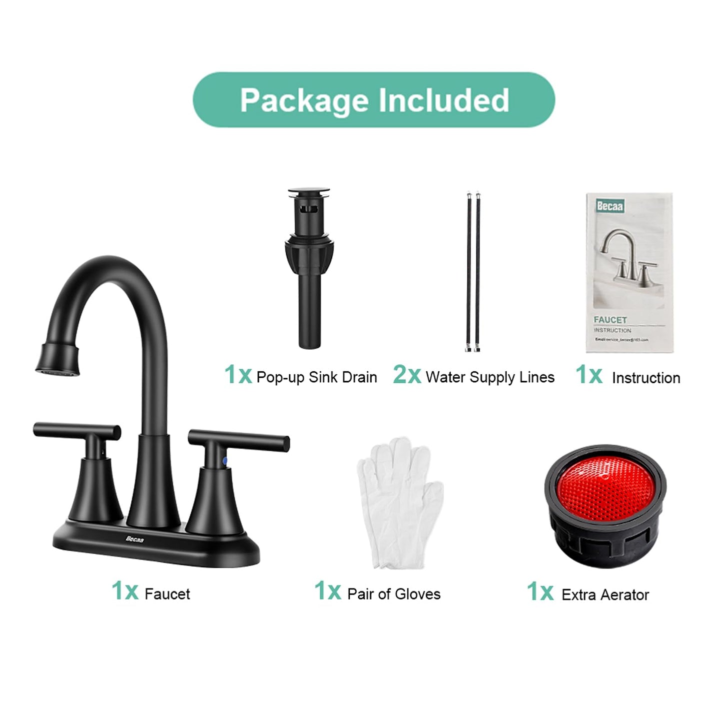 4 Inch Bathroom Faucets for Sink 2-3 Hole, Faucet for Bathroom Sink with Pop-up Drain & Supply Hoses, 2-Handle 360 Swivel Spout Stainless Steel Lead-Free, Centerset Faucet for Bathroom Vanity Lavatory