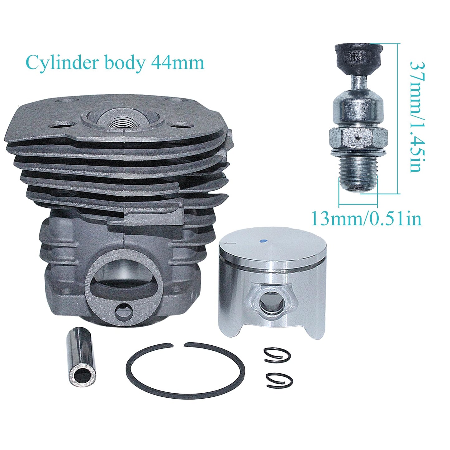 Atunee 44mm Cylinder Piston Pin Ring Kit fit for Husqvarna 350 351 353 346 for Jonsered CS 2150 2149 2152 2153 Chainsaw Parts with E-Clip Replace 503869971 503869903