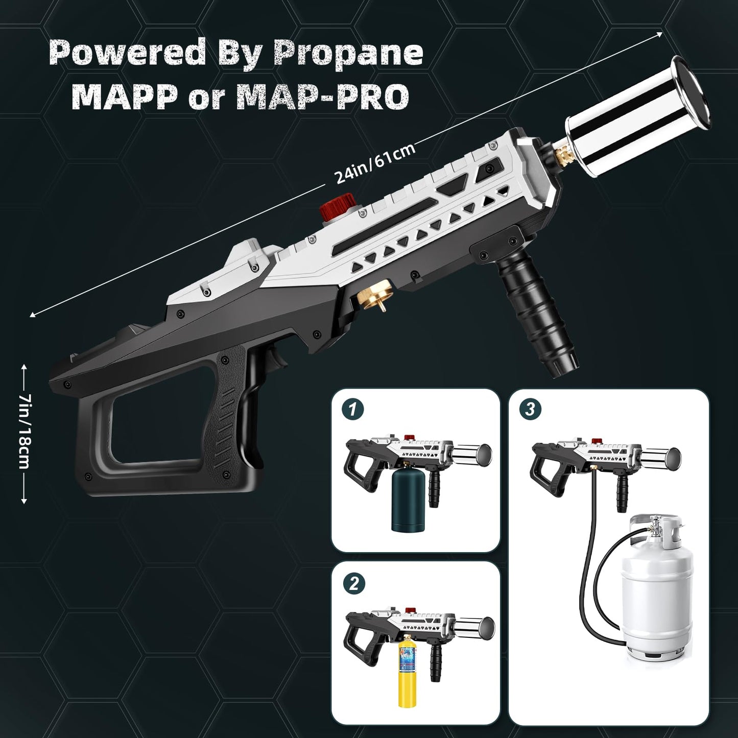 ARTFLAMM Propane Torch Gun, Powerful Grill & Cooking Blow Torch, Propane Torch Head with Igniter, Adjustable Flamethrower for BBQ, Campfire, Gas Welding Equipment(Tank Not Included)