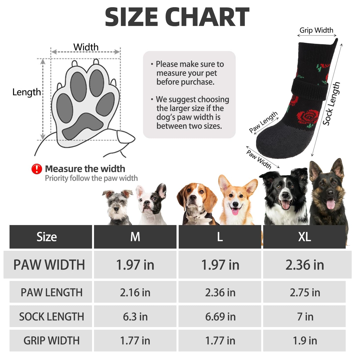 PUPTECK Dog Shoes for Hot Pavement Small Medium Large Size Dogs, Booties and Paw Protectors for Hardwood Floors, Grippy Socks to Prevent Licking Rubber Rain Hiking Boots for Senior Anti Slip