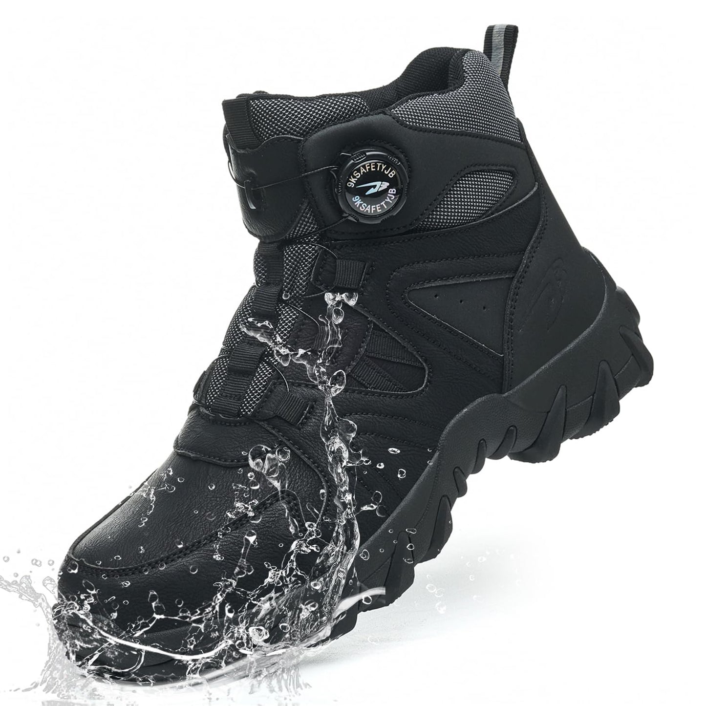 TimGross Waterproof Steel Toe Boots for Men Non Slip Work Shoes Safety Indestructible Shoes Slip On Lightweight Construction Wide Width Boots 271/Black/42