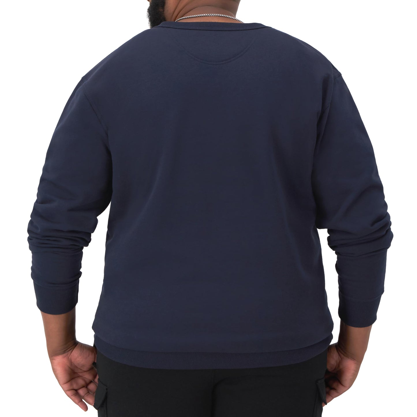 Champion Men's Sweatshirt, Powerblend, Fleece Midweight Crewneck Sweatshirt (Reg. Or Big & Tall), Navy Small - Small Script Logo, X-Large