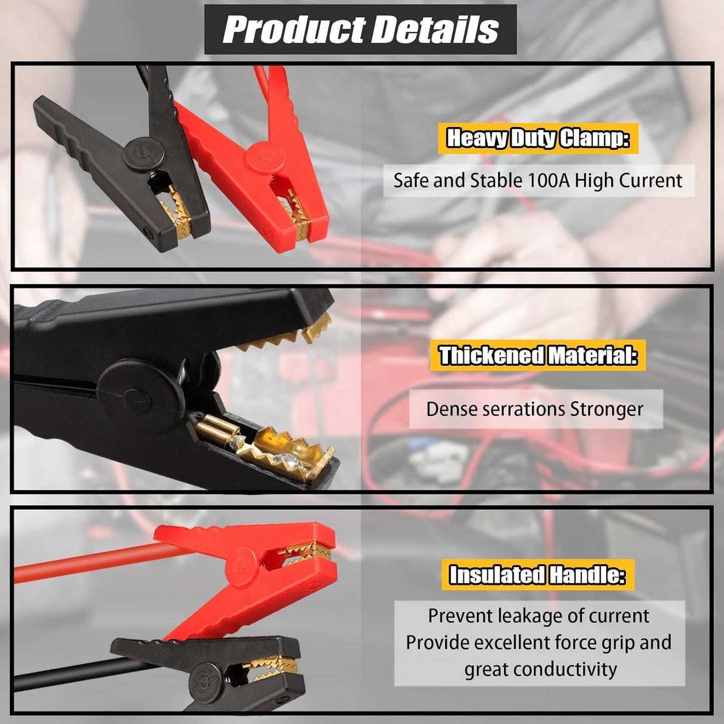 Jumper Starter Adapter for DeWalt 20V 60V Battery Car Battery Jump Cables,Up to 3.5L Gas or 6.5L Diesel Engines,12V Portable Car Jump Starter,Automotive Booster Cable Adapter
