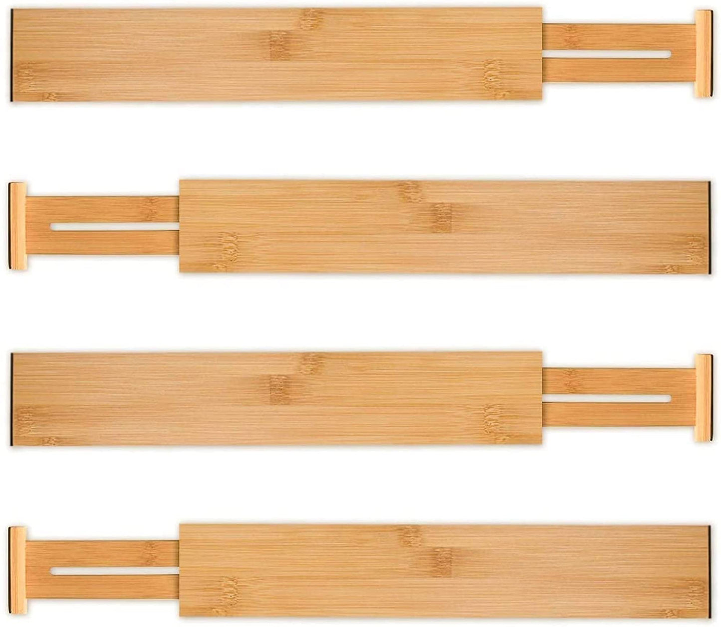 Utoplike 4 Pack Bamboo Kitchen Drawer Dividers,Adjustable Drawer Organizers,Spring Loaded,Works in Kitchen,Dresser,Bathroom,Bedroom,Drawer,Desk