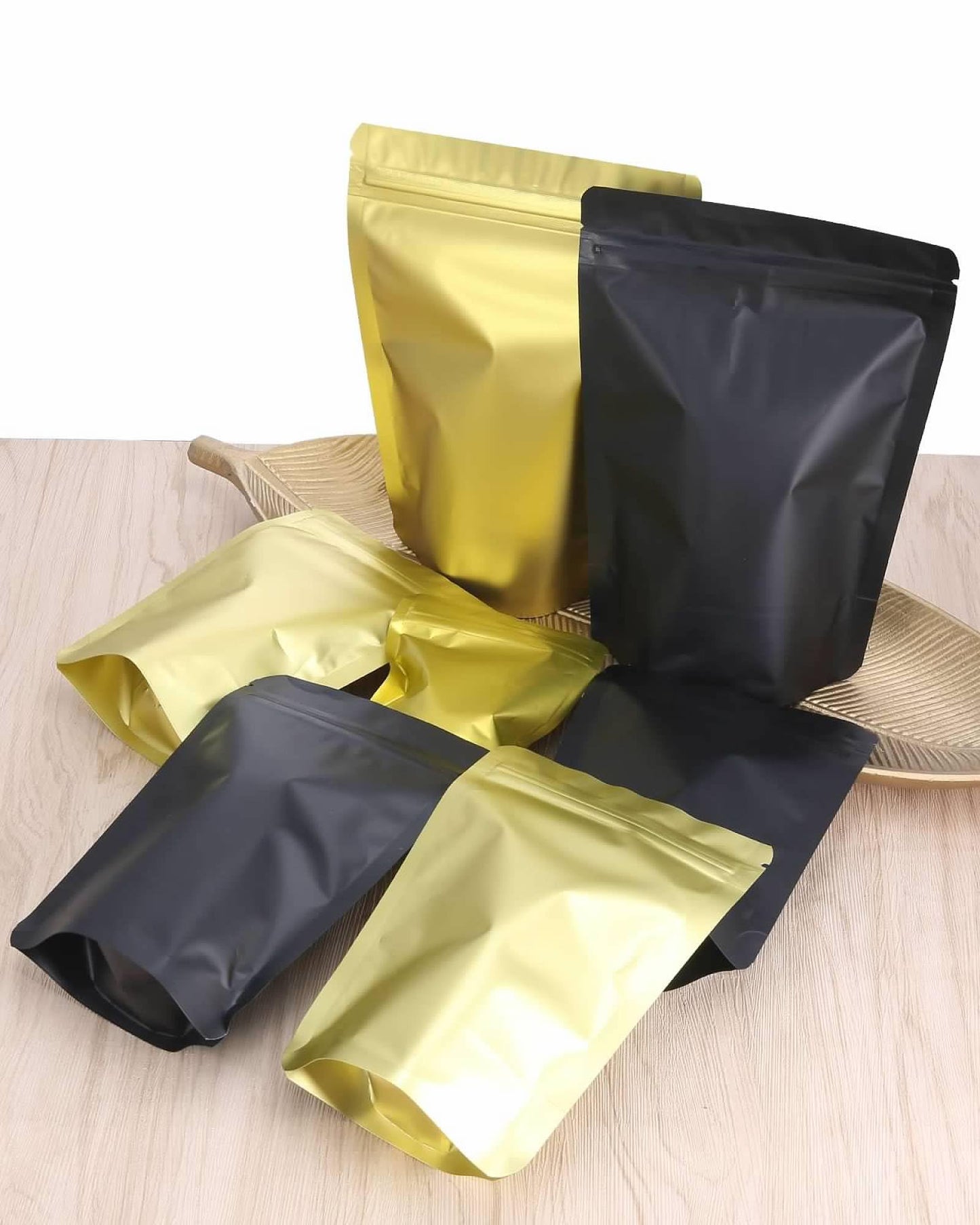 200 Pieces Resealable Mylar Bags Stand Up Foil Pouch for Zip Aluminium Foil Lock Food Storage Packaging Airtight Zipper Pouches, Black, 5.5x7.9 inch, Self Stand