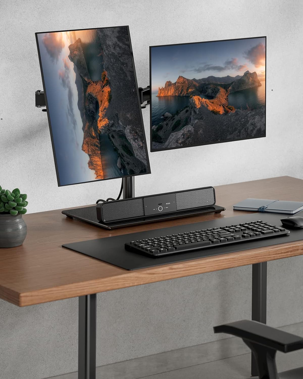 ErGear Dual Monitor Stand for 13”- 32” Screen, Freestanding Dual Arm Desk Mount with Sturdy Base, Gaming Double Monitor Stand Hold17.6lbs/Arm