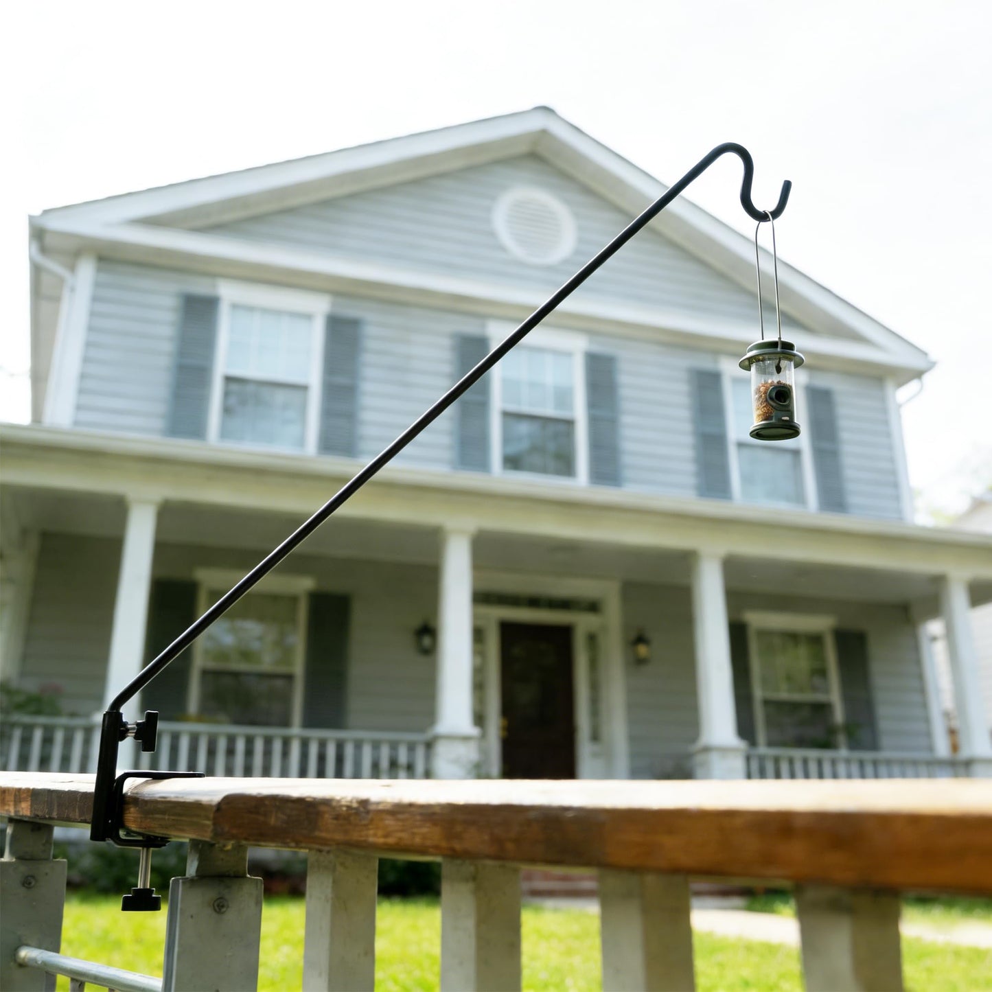 ERYTLLY Extended Reach Deck Hook Wall Pole Wall Mounted Deck Hook Extensible and Adjustable 28 inch to 43 inch Wall Bracket for Hanging Bird Feeder,Plants,Wind Chimes,Lanterns 2 Packs