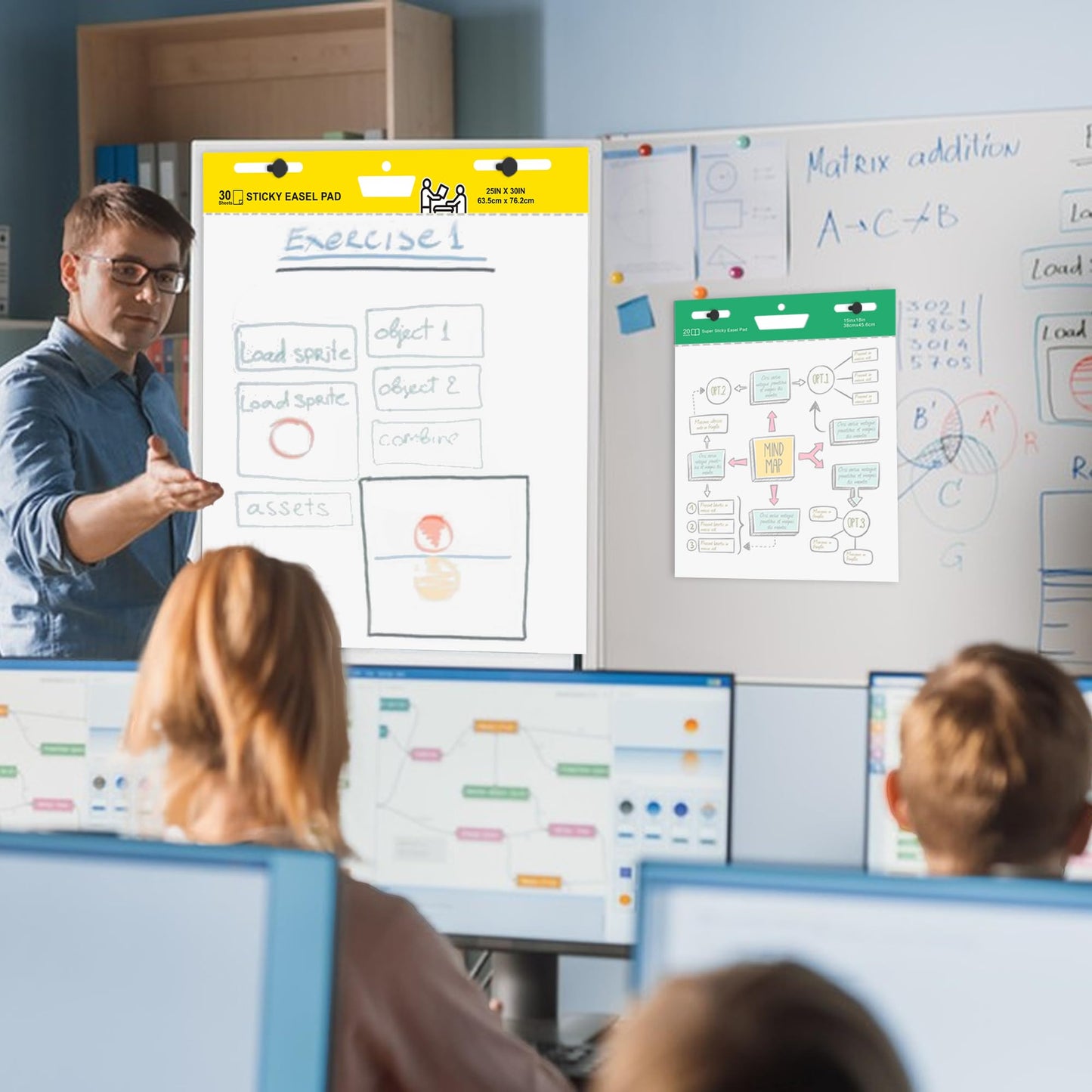YNXPTBNC Post-it Super Sticky Easel Pad,25 in x 30 in Self Stick Flip Chart Paper,30 Sheets/Pad,2 Pad/Pack,Large White Premium Anchor Chart Paper,Easel Paper for Teachers,Businessmen,Office Workers