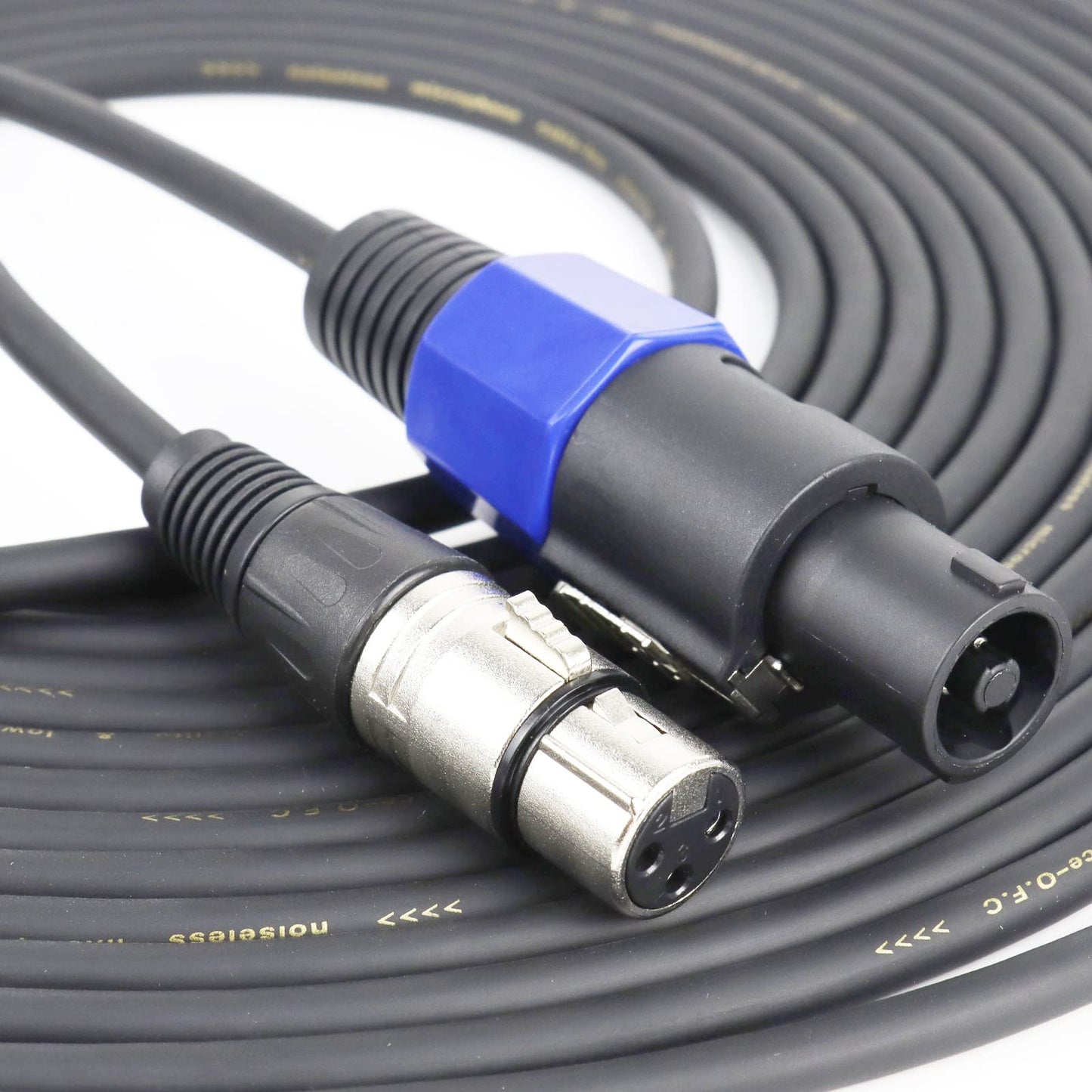 HBU 30 Feet Pack of 1 SpeakOn to XLR Female Cable - 1pc 30FT Microphone Audio Jack Speak-On Type Male Plug to 3 Pole XLR Extension Wire - Pro Mic 3 Pin Connection with Twist Lock