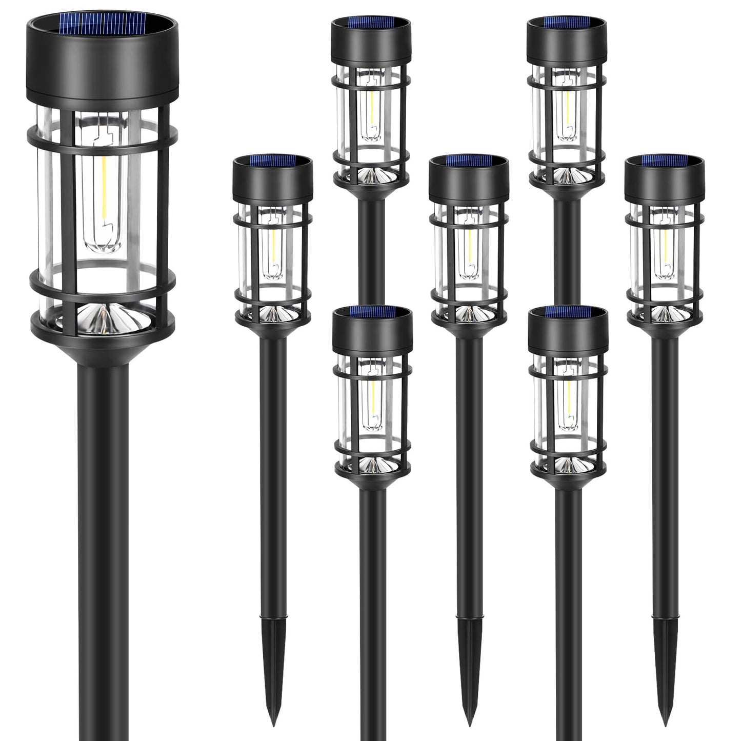 8 Pack Solar Lights Outdoor Waterproof, LED Solar Pathway Lights Decorative Solar Garden Lights Landscape Lighting for Yard, Walkway, Driveway, 3000K