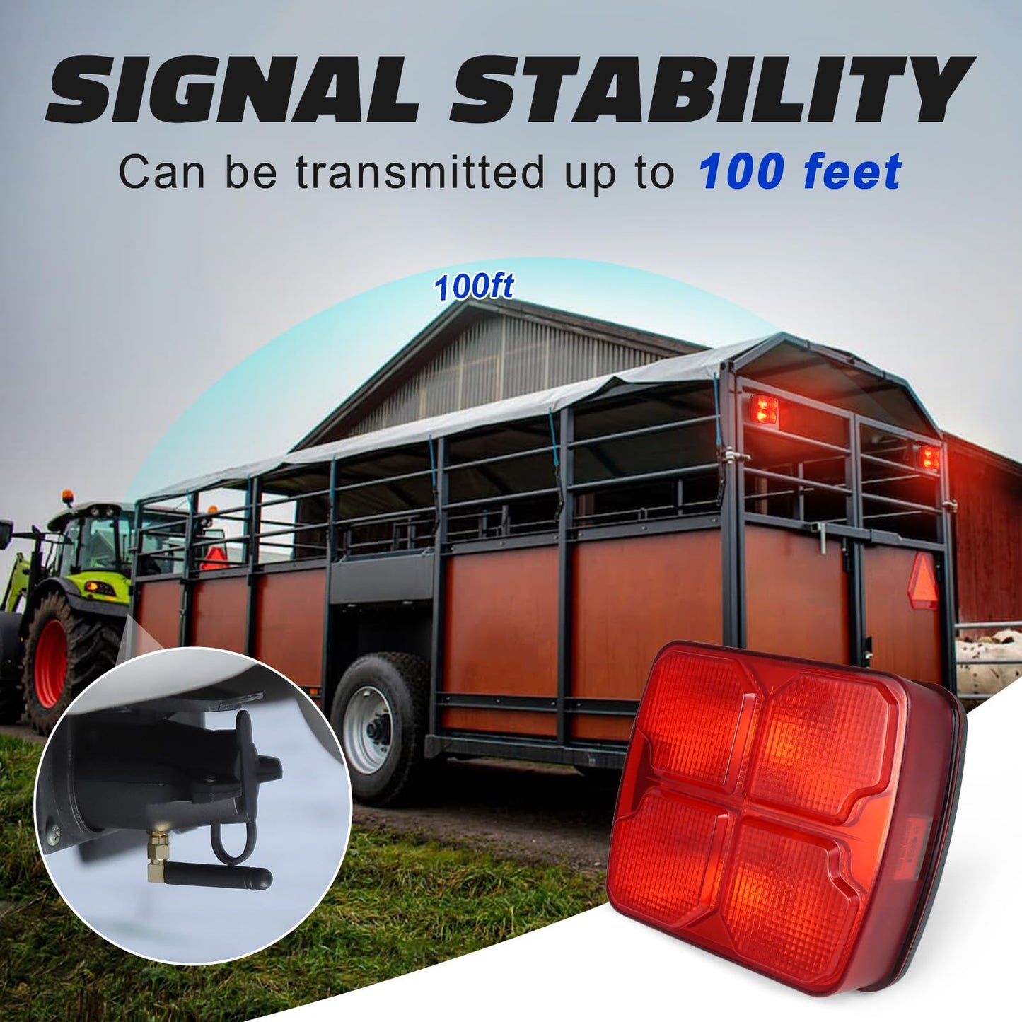 AgriEyes 2PCS Wireless Trailer Light Kit for Towing, Rechargeable LED Tow Lights Kit with Super Magnetic,7 Pin Plug, 2.4G Wireless for Boat Trailer, Jet Ski Boats, Caravan camper, RV