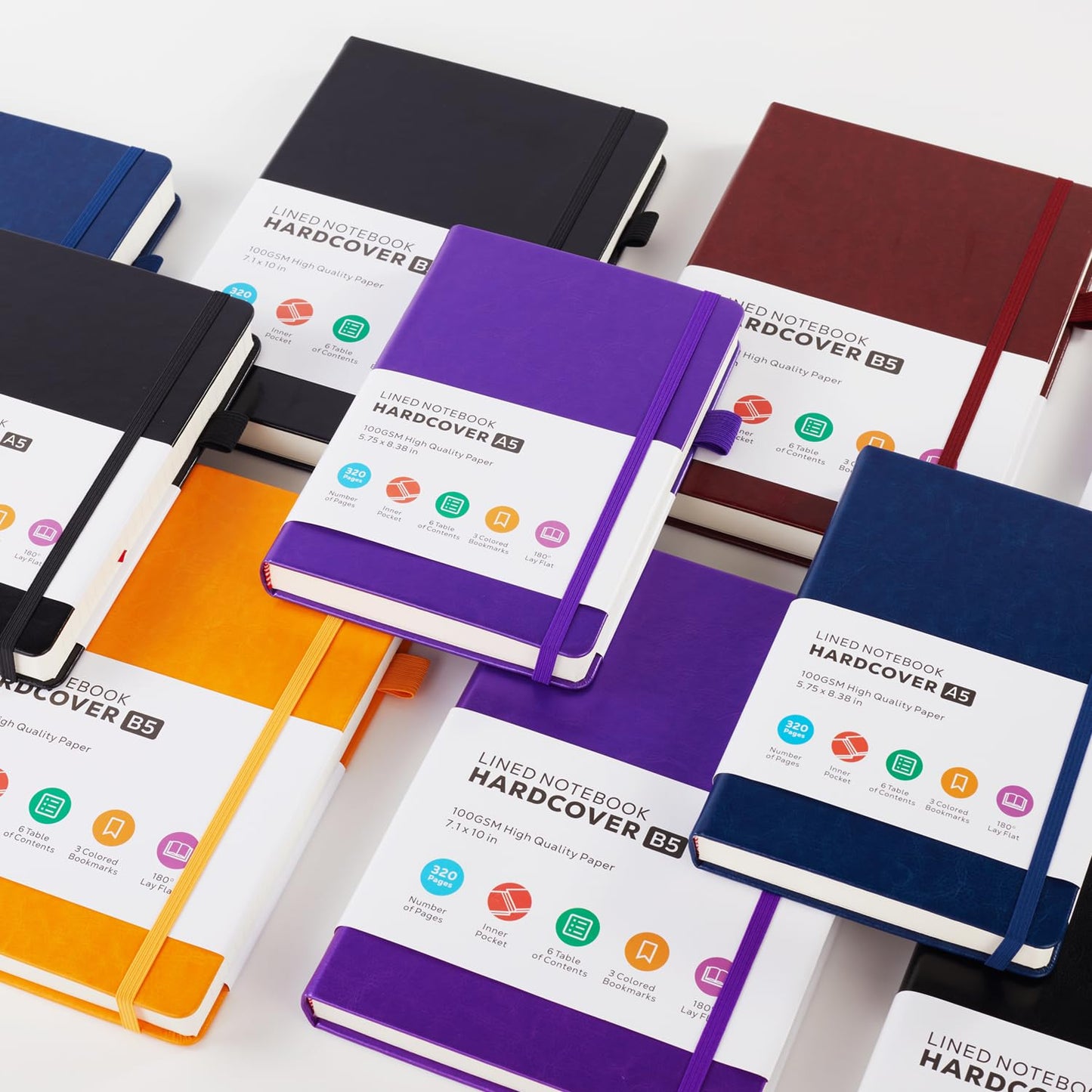 3 Pack Notebooks and Journals, B5(7.1'' X 10'') Thick Journaling Notebook College Ruled Bulk, Large Hardcover Leather Lined Notebook Journal Set for Women Men Work, Multicolor
