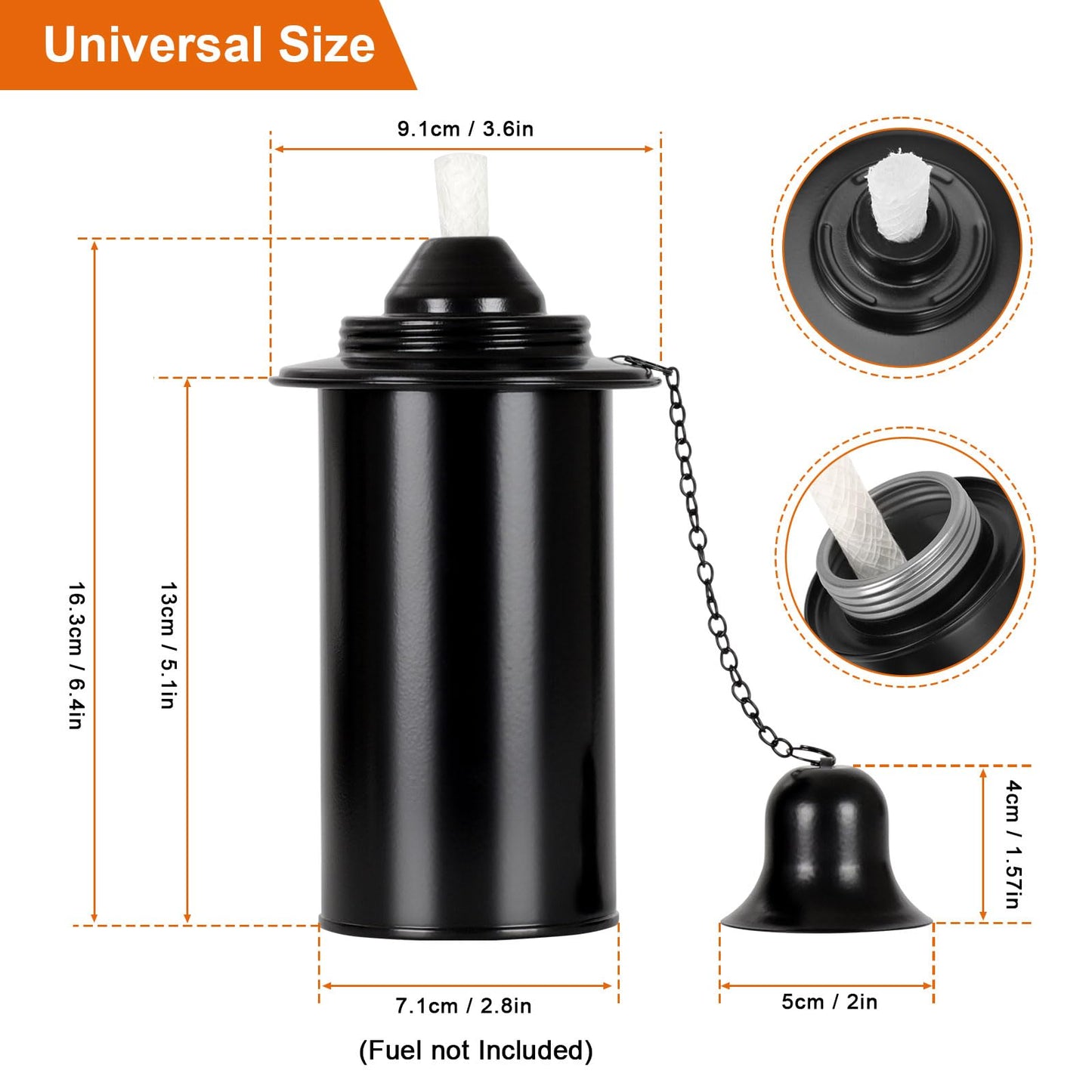 Lunluarai 16oz Torch Replacement Canisters, Bamboo Lantern Refillable Torches, Decorative Torch Canister Replacement for Yard, Patio, Deck, Garden, Party, Landscap (16OZ-4PCS)