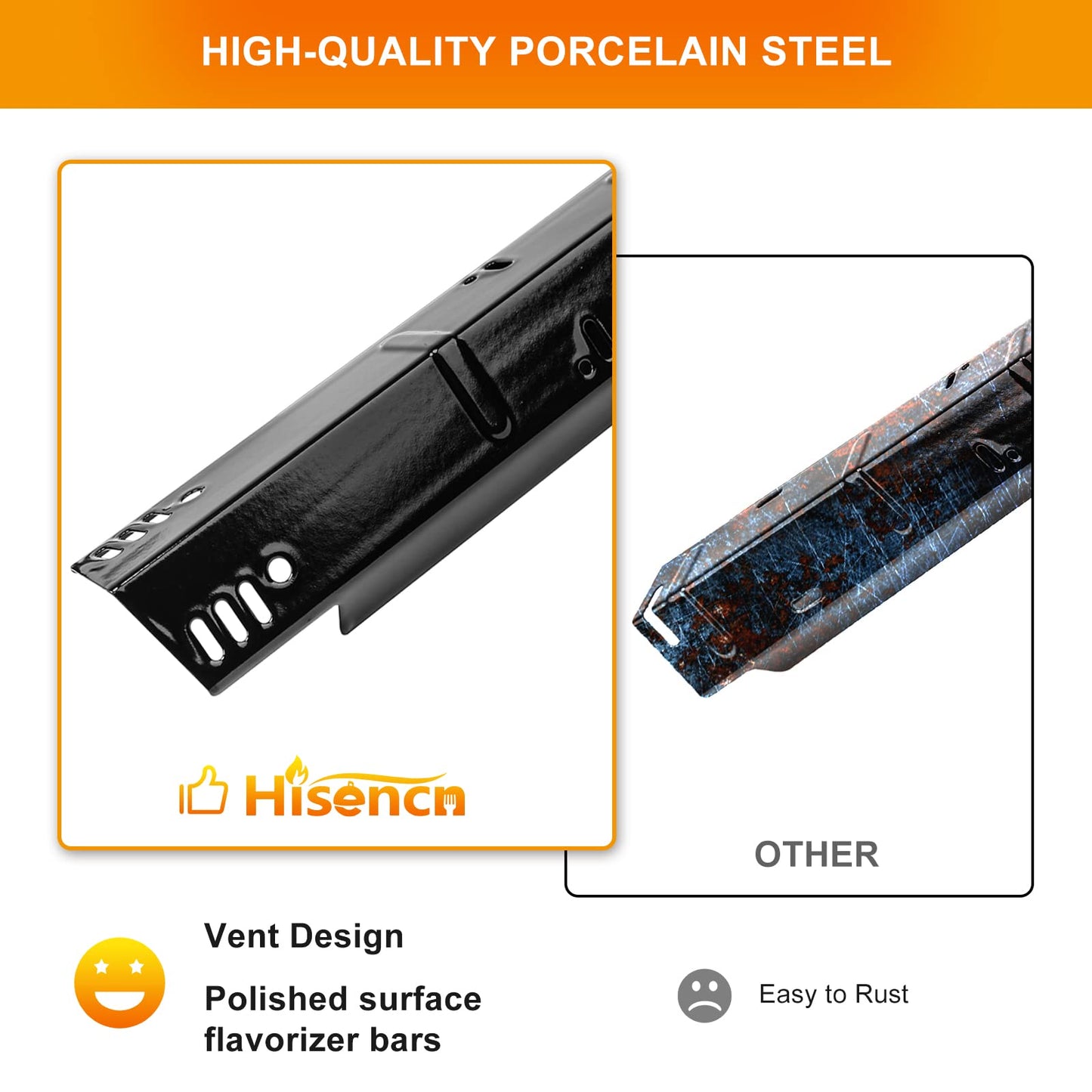 Grill Heat Plate Replacement Parts for Dyna Glo 5 Burner DGH485CRP DGH474CRP, 4 Burner DGH450CRP DGH450CRP-D, Grill Burner Covers, Porcelain Steel Heat Shield for Dyna Glo Grill Parts, 4 Pack