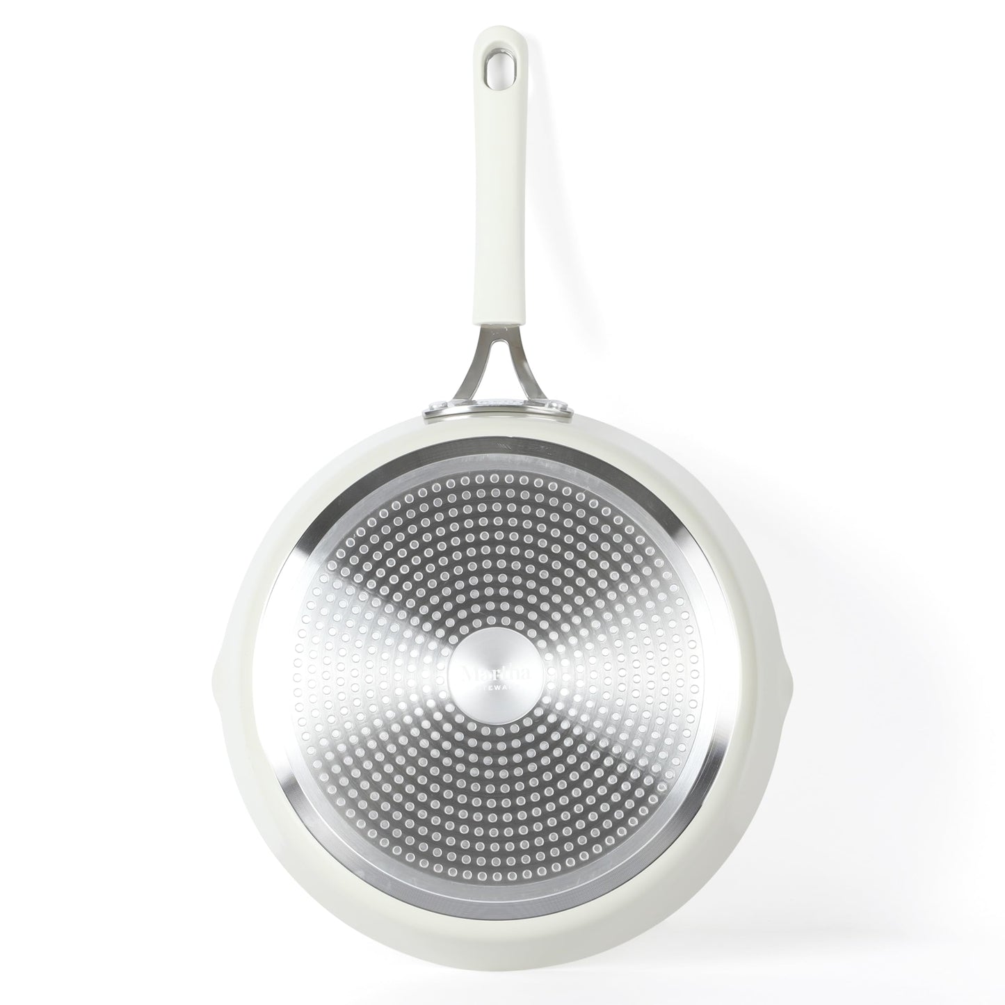 Martha Stewart Heathland 11 Inch Aluminum Fry Pan with Premium Ceramic Non-Stick Coating - Kitchen & Omelet Pan, Linen White, Induction Safe